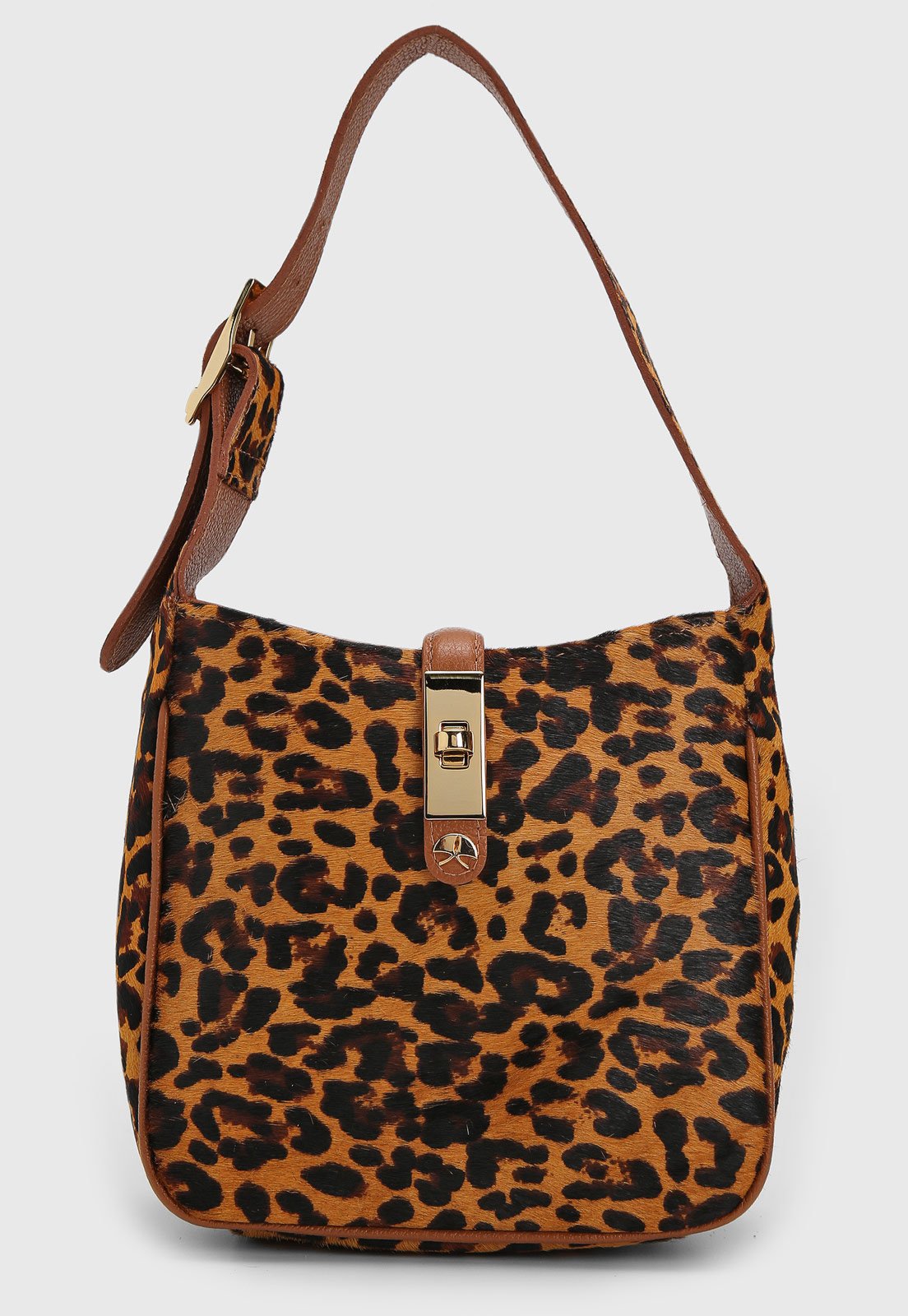 Bolsa Média Luiza Barcelos Animal Print Pelo Onça Bege