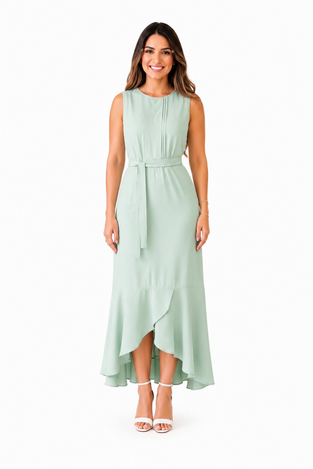 Vestido Midi D Bell Outlet Fashion Babado Verde
