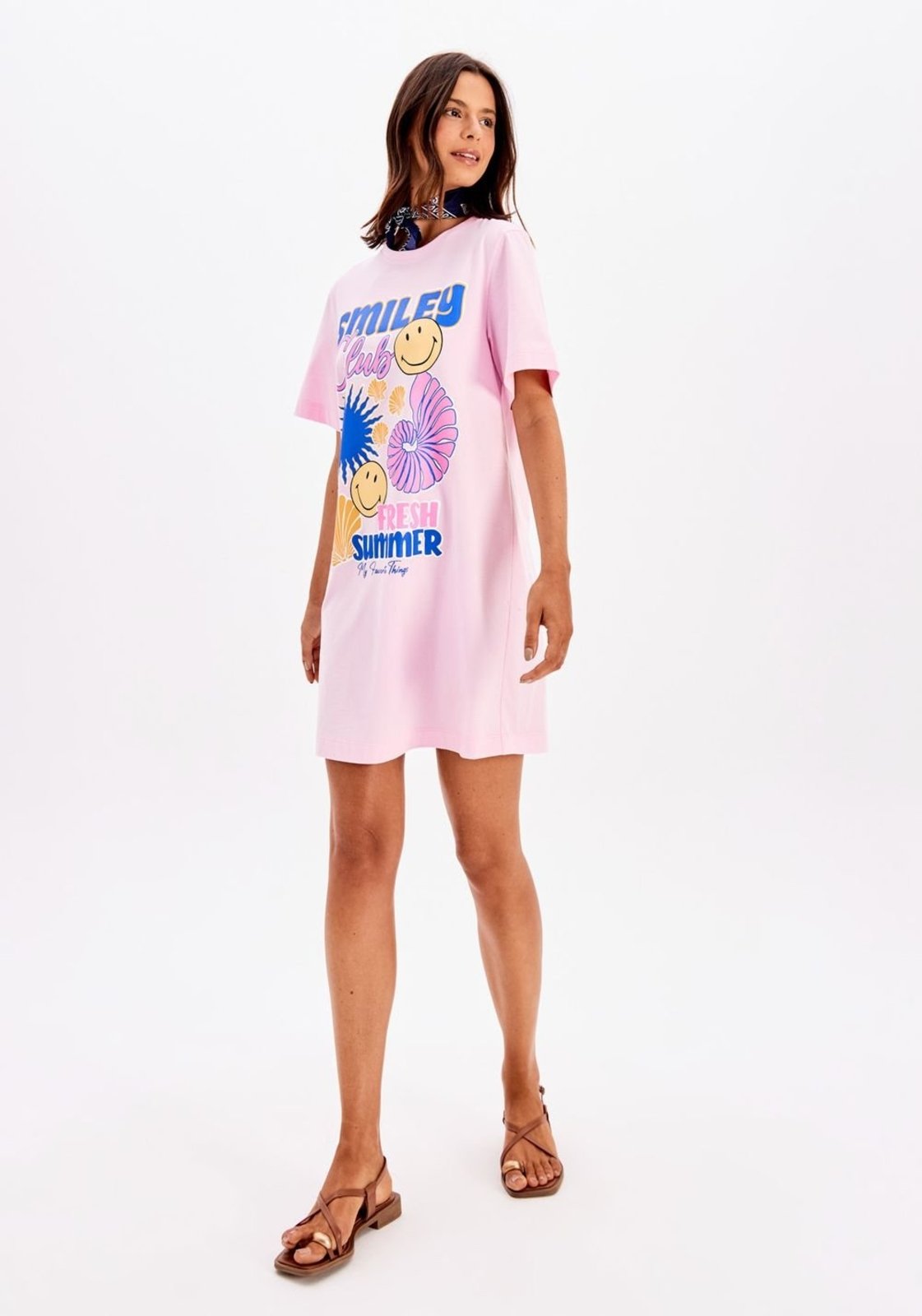 Vestido T-Dress Curto Estampado Smiley My Favorite Things