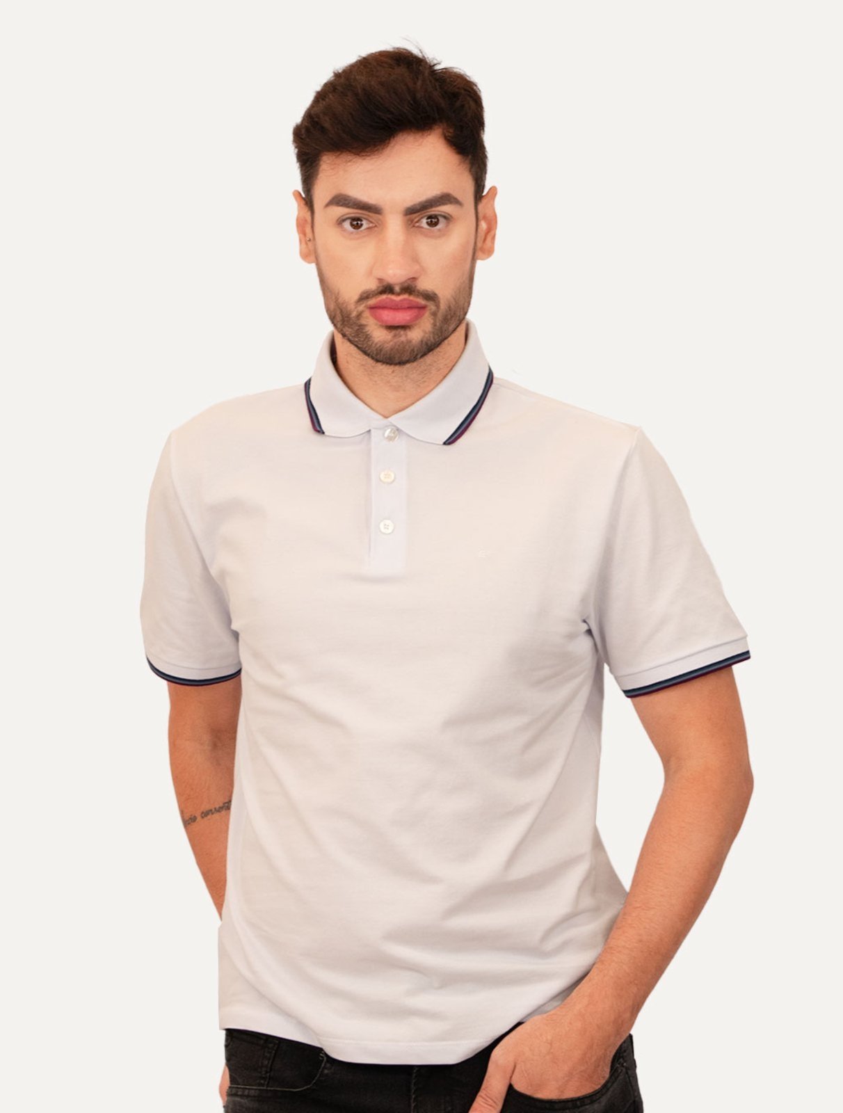 Polo Ellus Masculina Piquet Classic Easa Tri Dark Branca