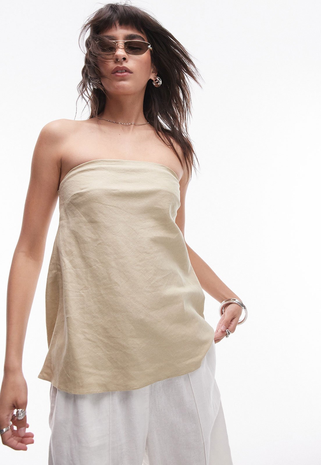Blusa TOPSHOP Evasê Lisa Bege