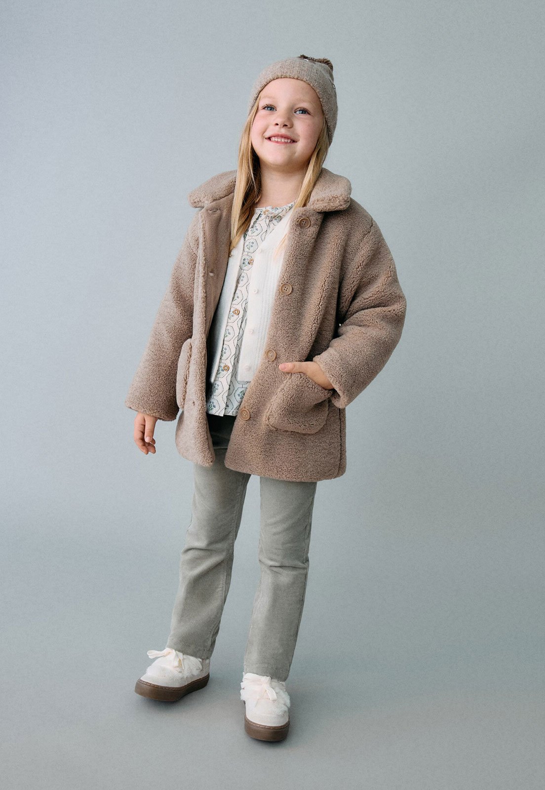 Infantil - Jaqueta MANGO Silhueta Ampla Marrom