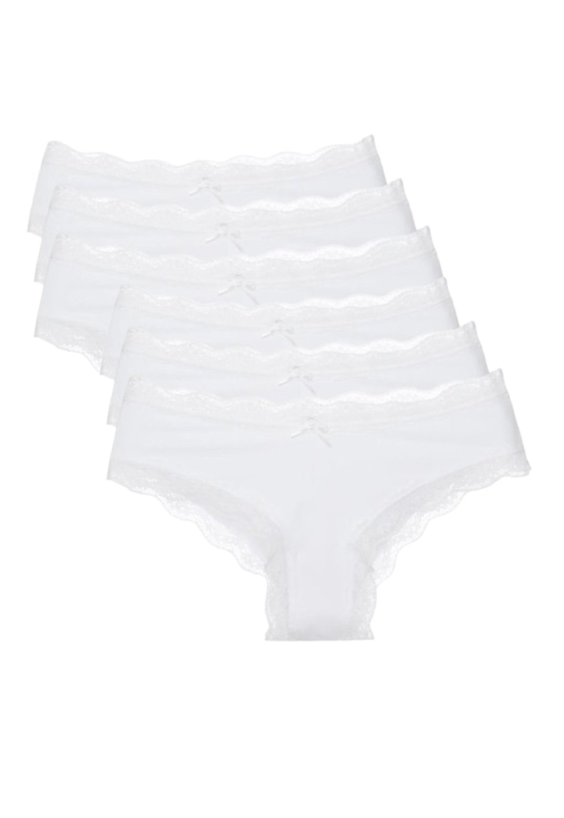 Vista 2 Kit 6 Calcinhas Boyshort Microfibra Renda Pop Colors Branco Loungerie incolor Loungerie incolor