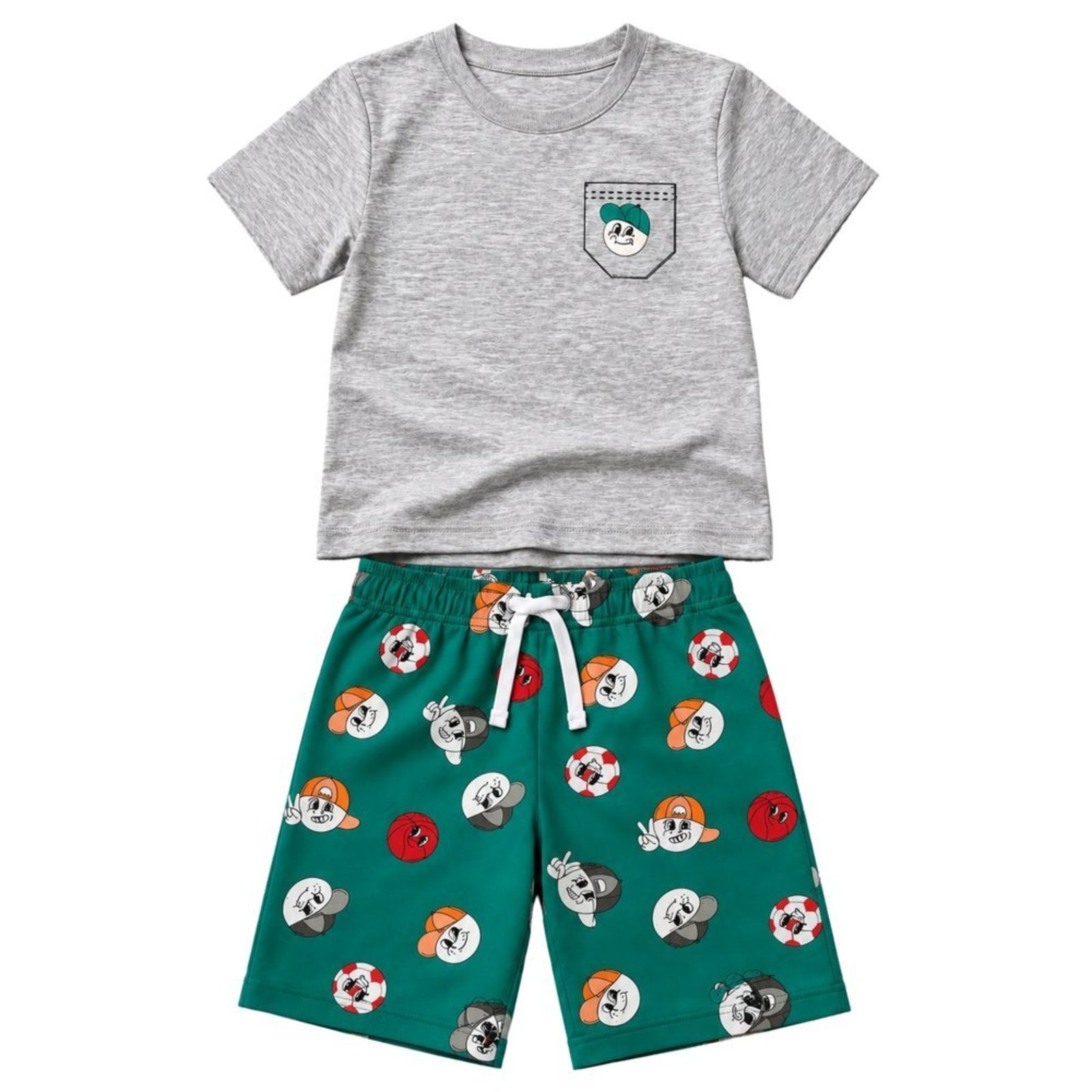 Infantil - Conjunto Menino Camiseta Meia Malha Penteada Bermuda Tactel — foto 3