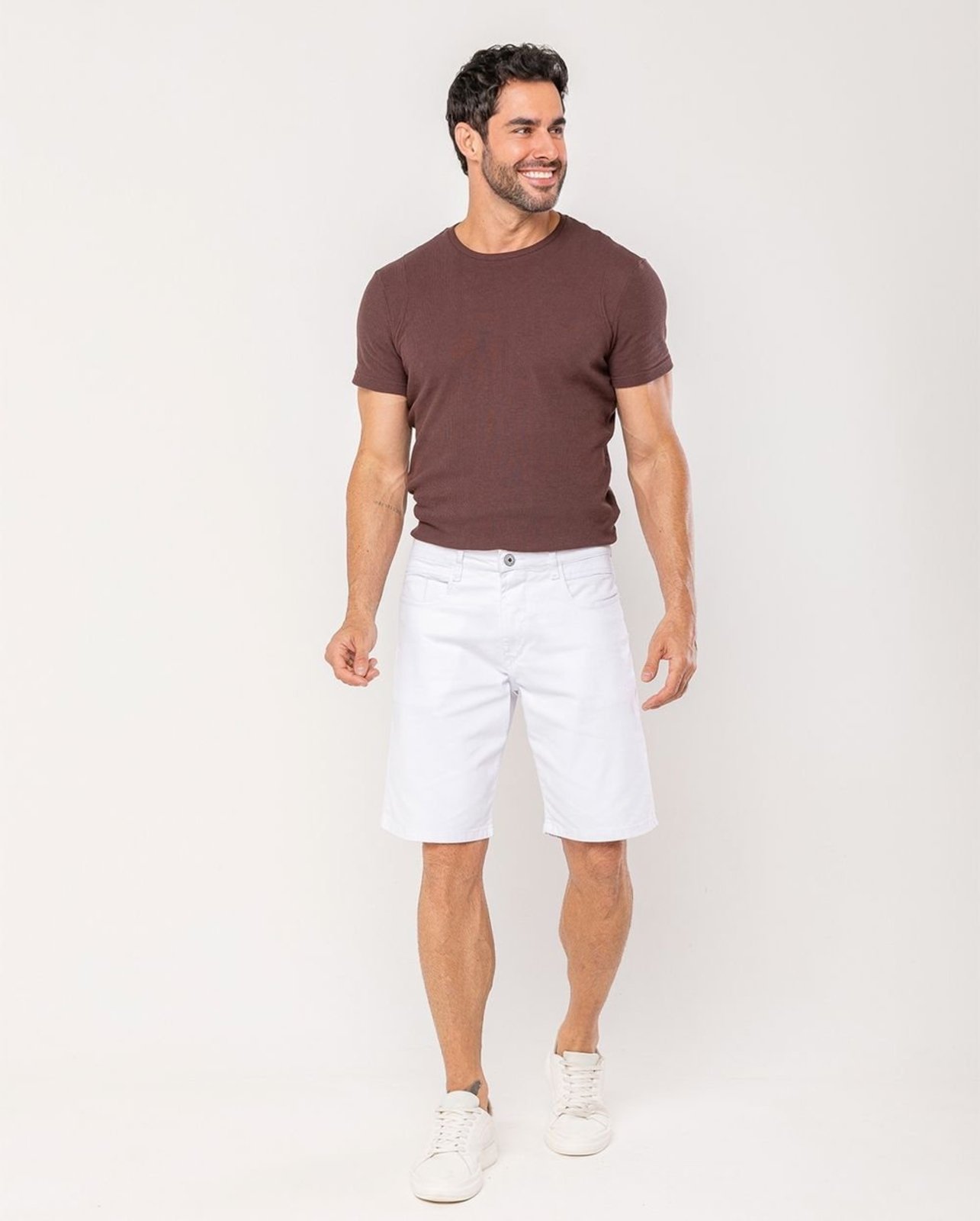 Bermuda Sarja Masculina Slim Fit 25182 Branco Consciência