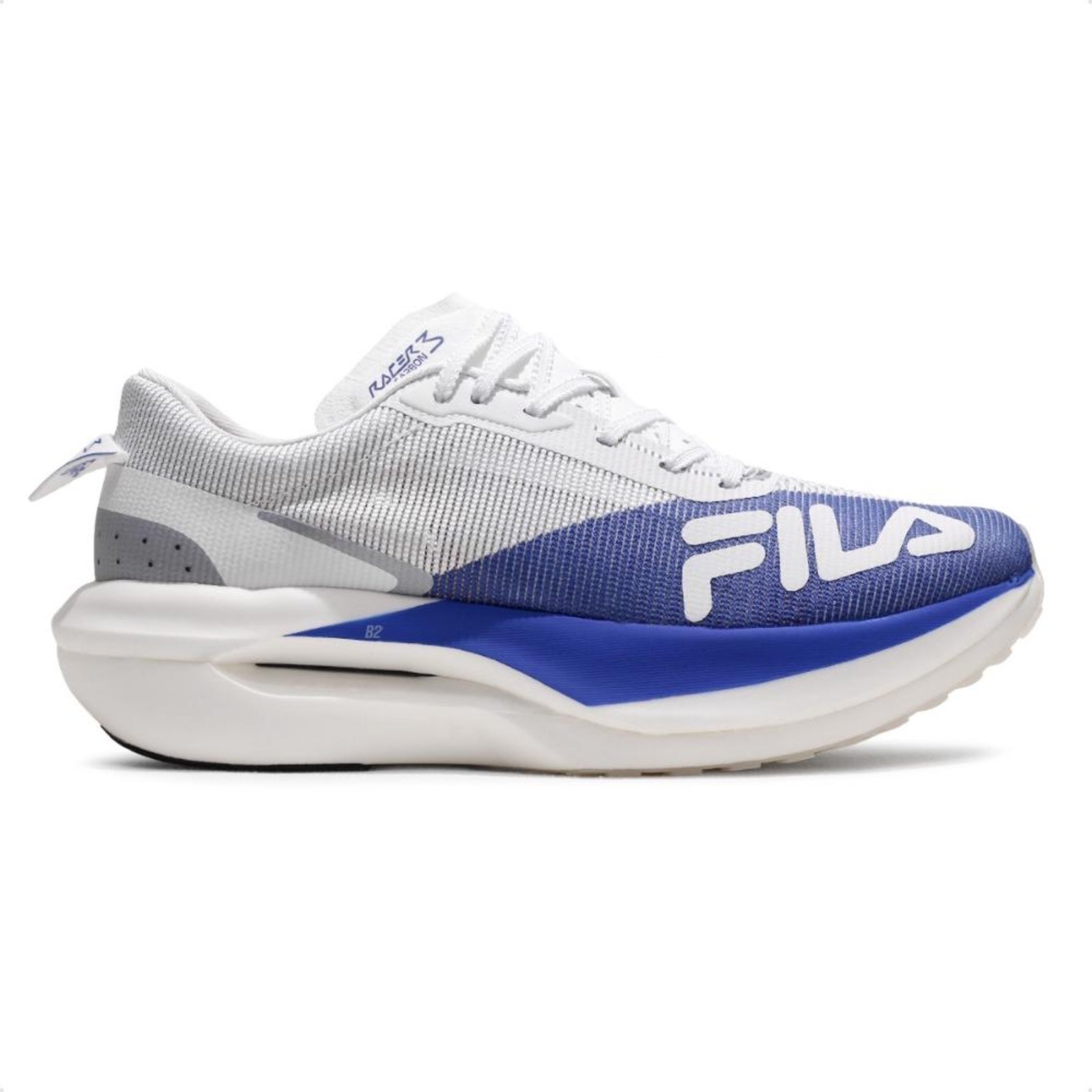 Vista 2 Tênis Fila Racer Carbon 3 Masculino Branco branco carbon Fila branco carbon
