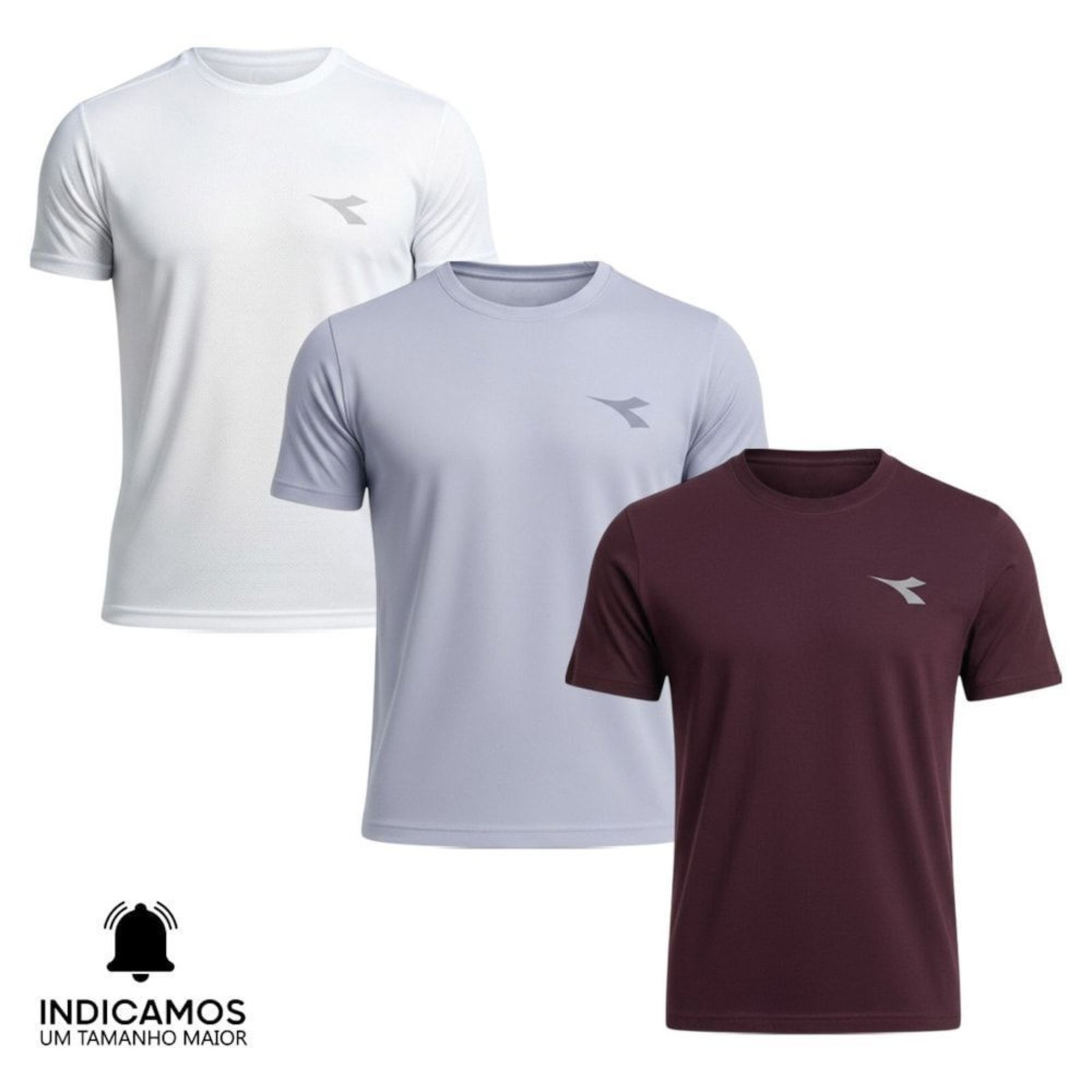 Kit 3 Camisetas Diadora Small Logo Masculina - Branco - diadora