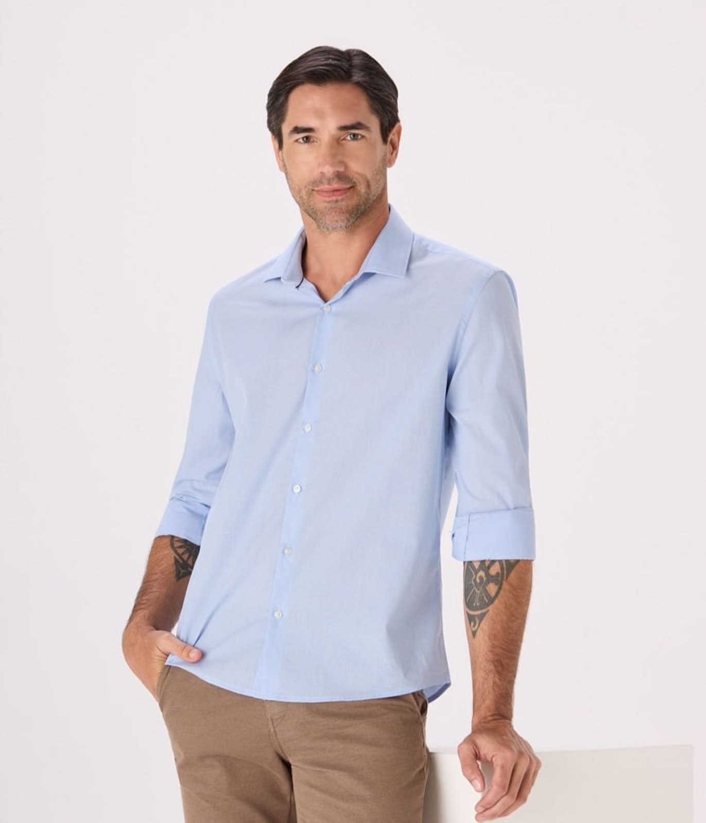 Camisa Makenji Business Masculina Azul Claro