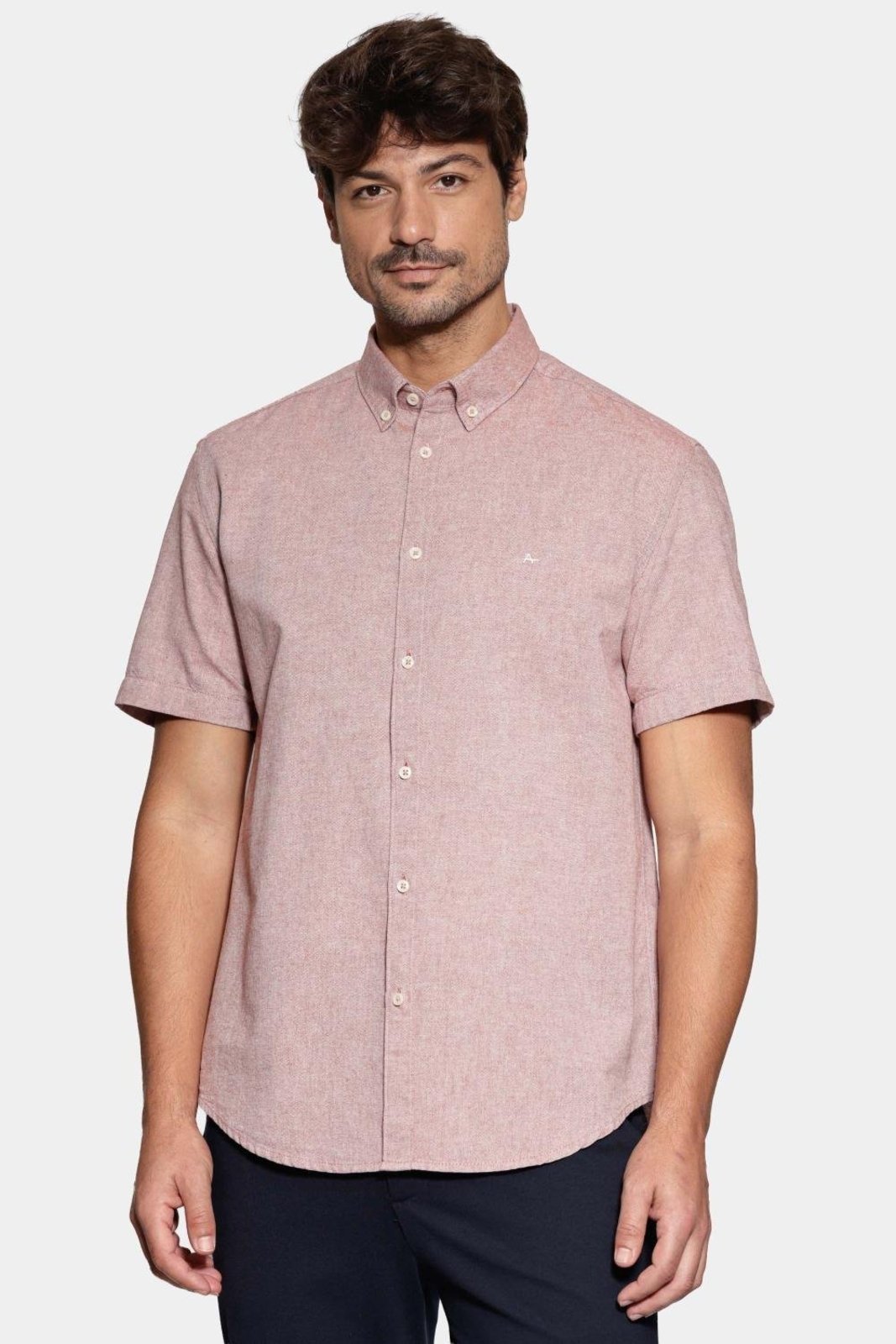 Camisa Aramis Manga Curta Slim Oxford Planalto Telha