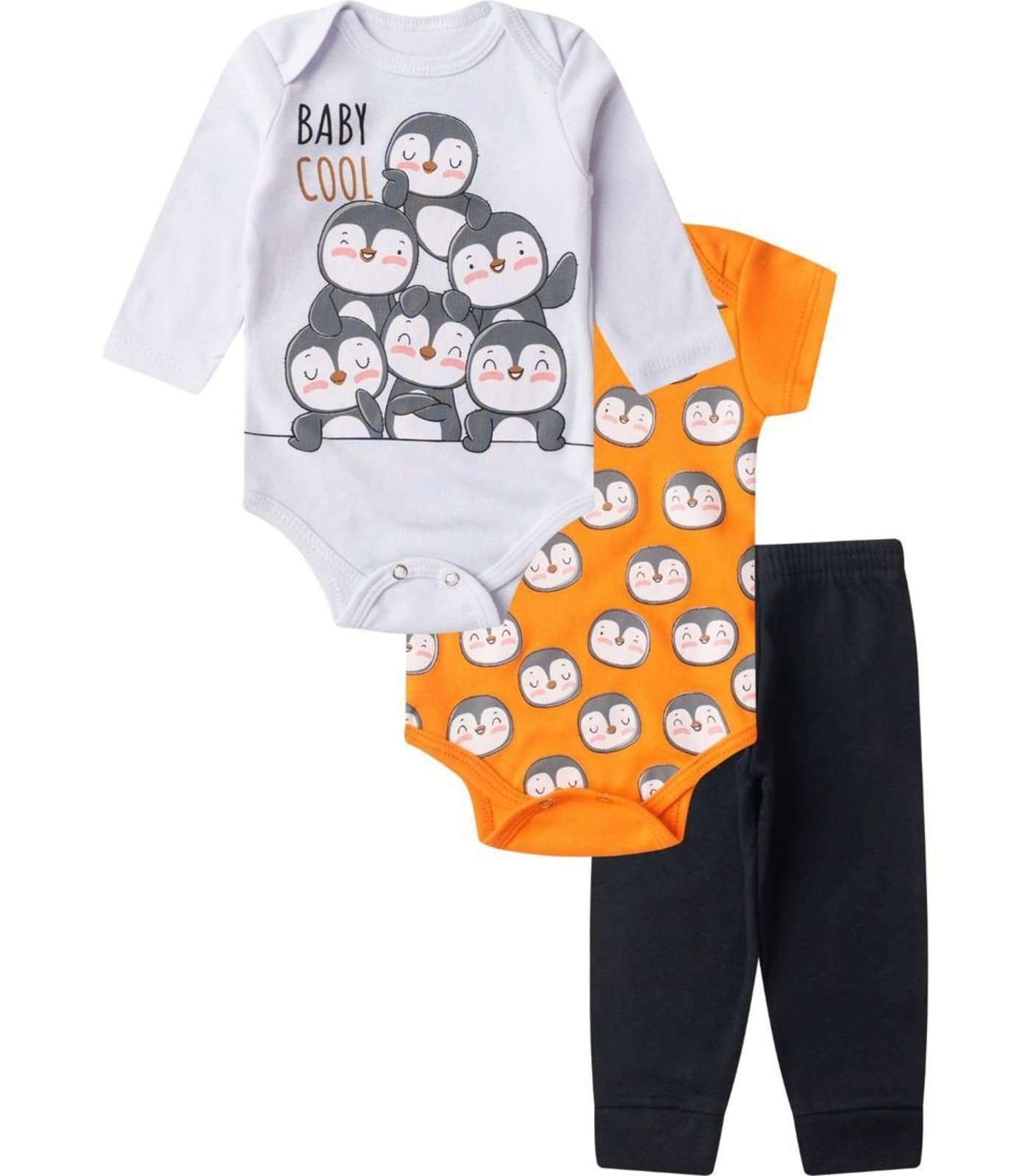 Infantil - Kit Body Longo 3 Peças Kappes Laranja