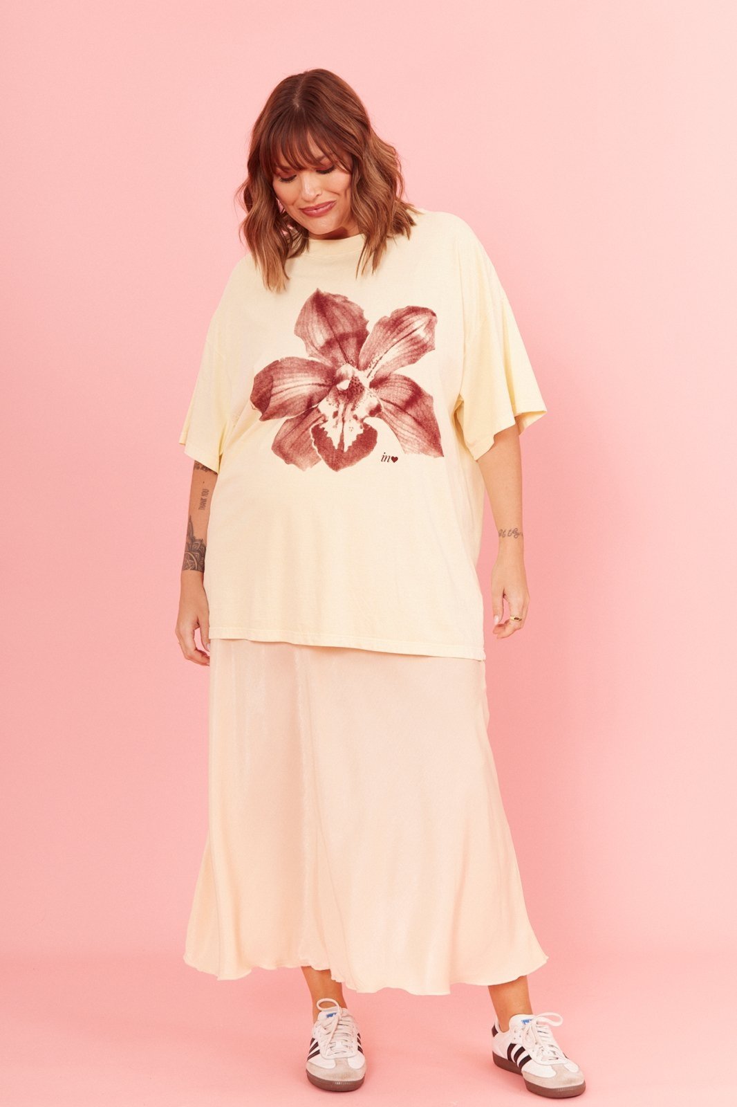Saia In Love Midi de Cetim Paola Off White