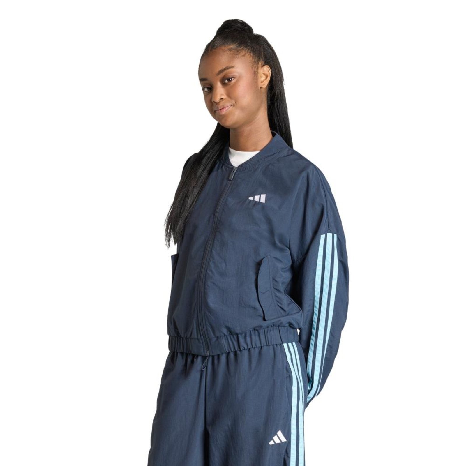 Jaqueta Corta-vento de Malha Essentials Três Listras adidas Sportswear Azul