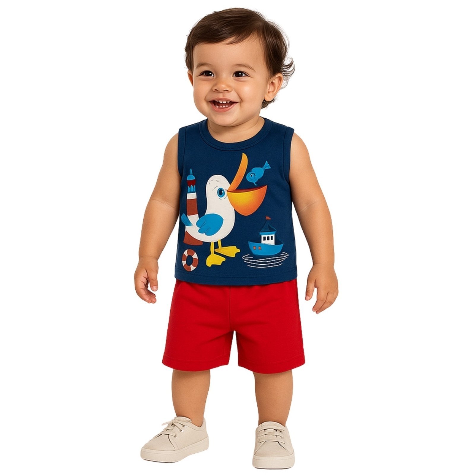 Vista 2 Infantil - Conjunto 2pçs Manga Curta Kyly Passaro Pacifico azul Kyly azul
