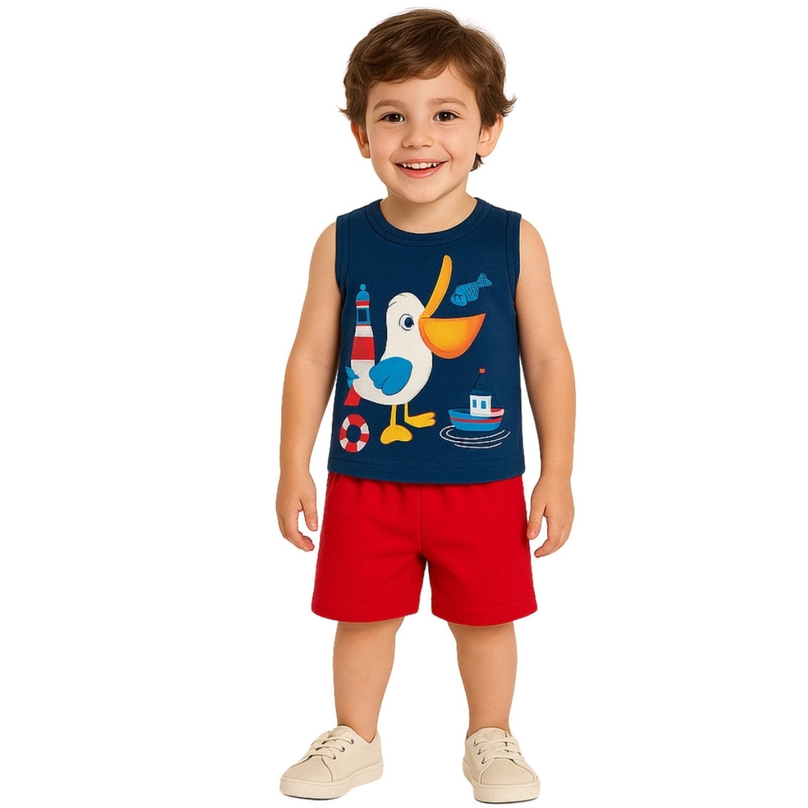 Vista 3 Infantil - Conjunto 2pçs Manga Curta Kyly Passaro Pacifico azul Kyly azul