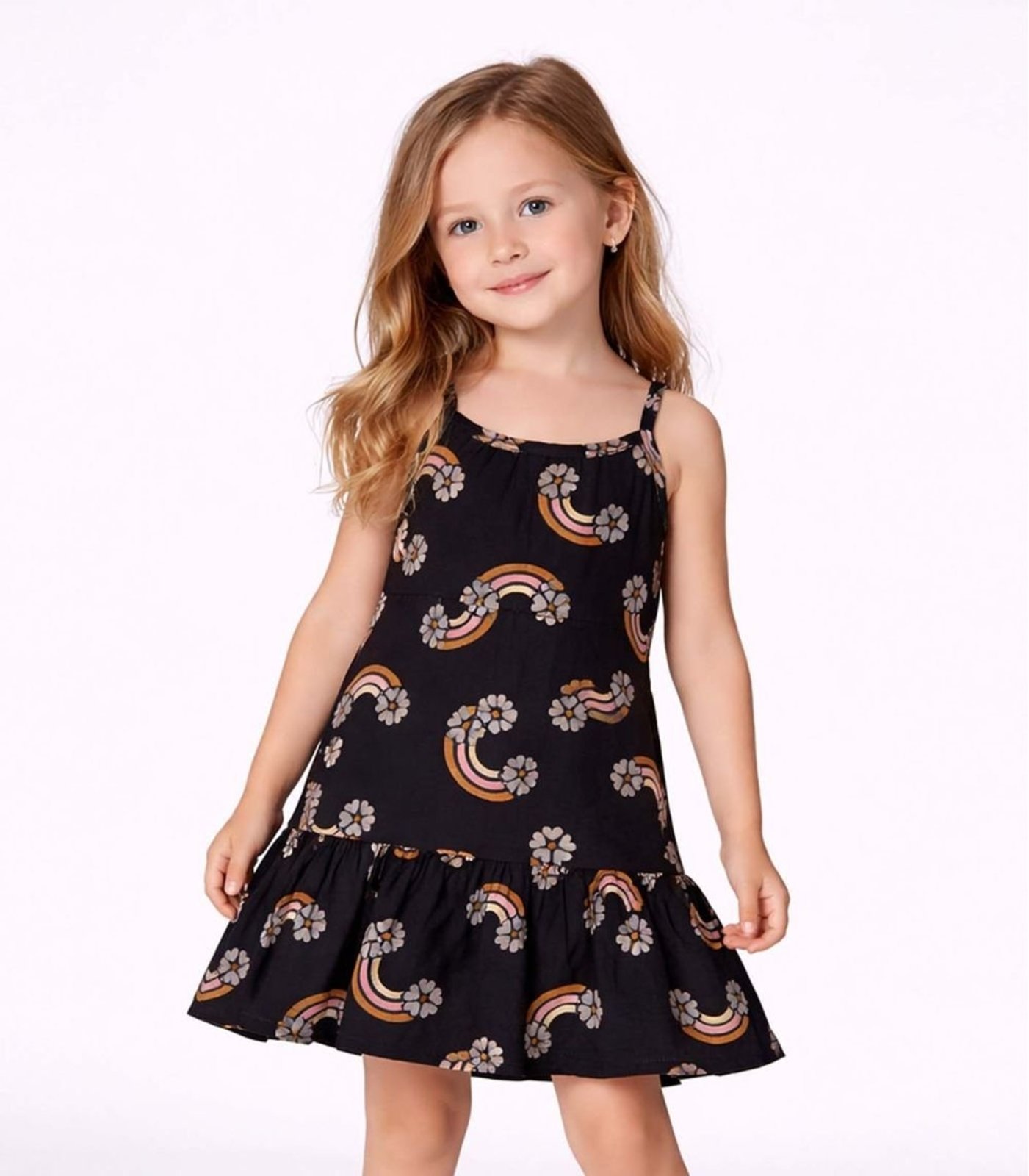 Infantil - Vestido Com Alças E Babado Select Preto
