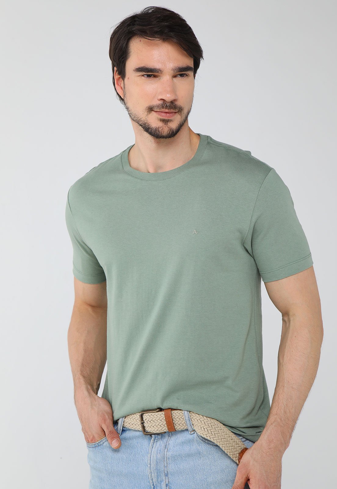 Camiseta Masculina Aramis Bordado Verde