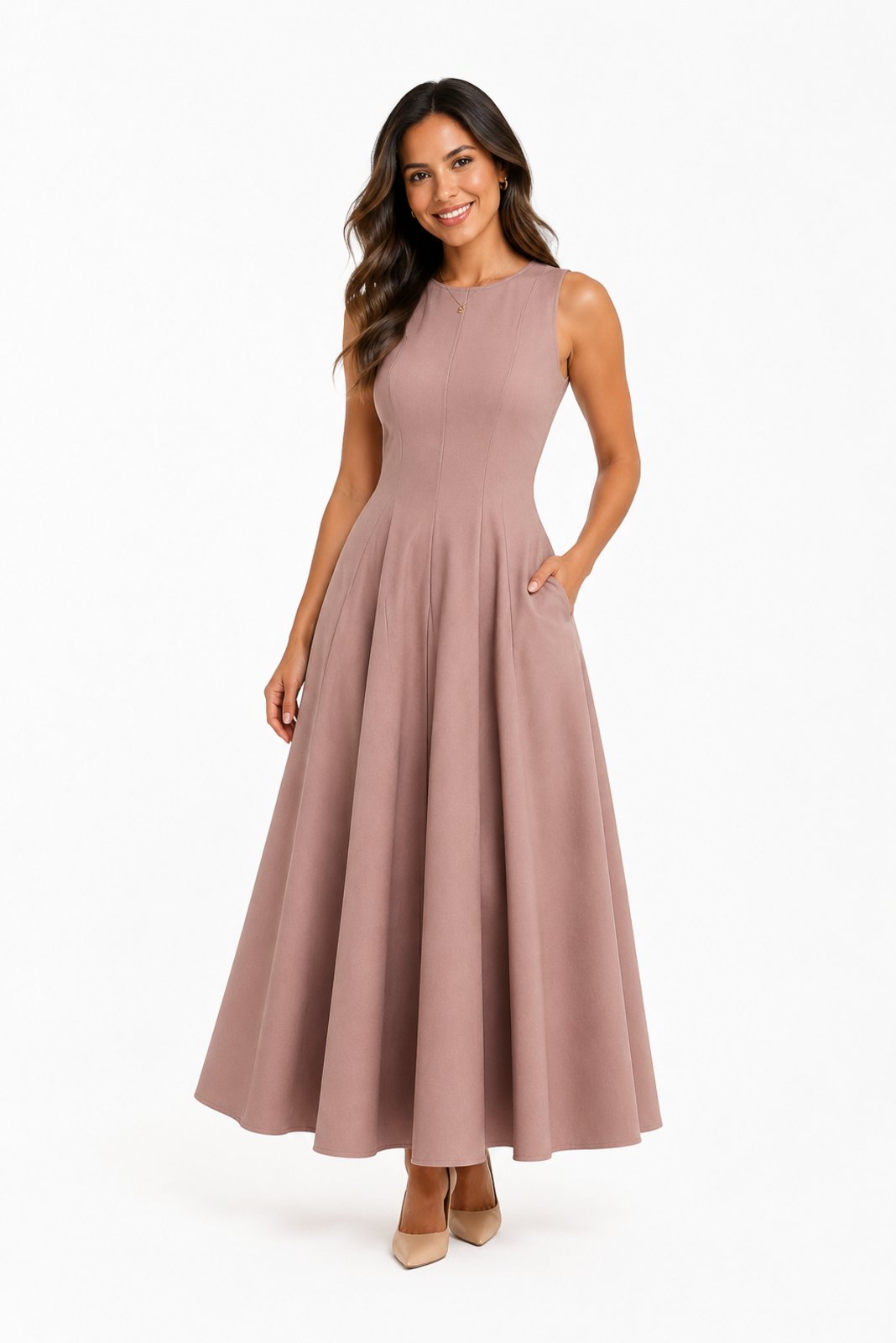 Vestido Longo D Bell Outlet Fashion Clássico Elegante Rose