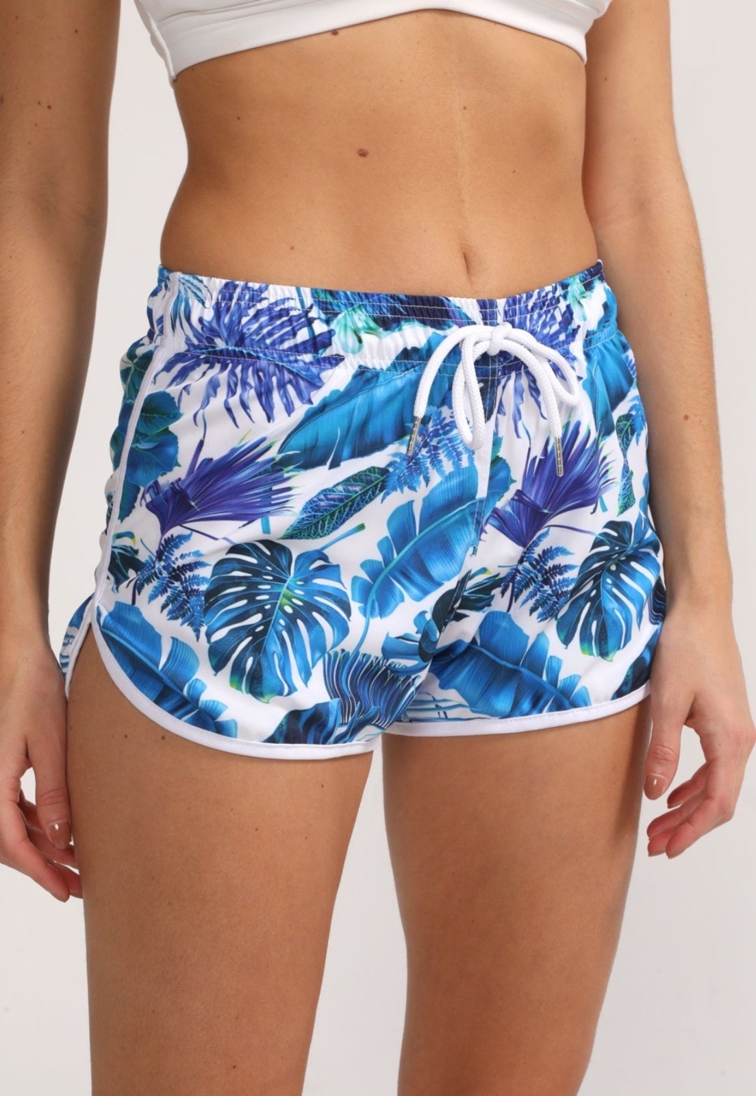 Vista 2 Shorts Feminino Praia Florido Short Benellys azul Benellys azul