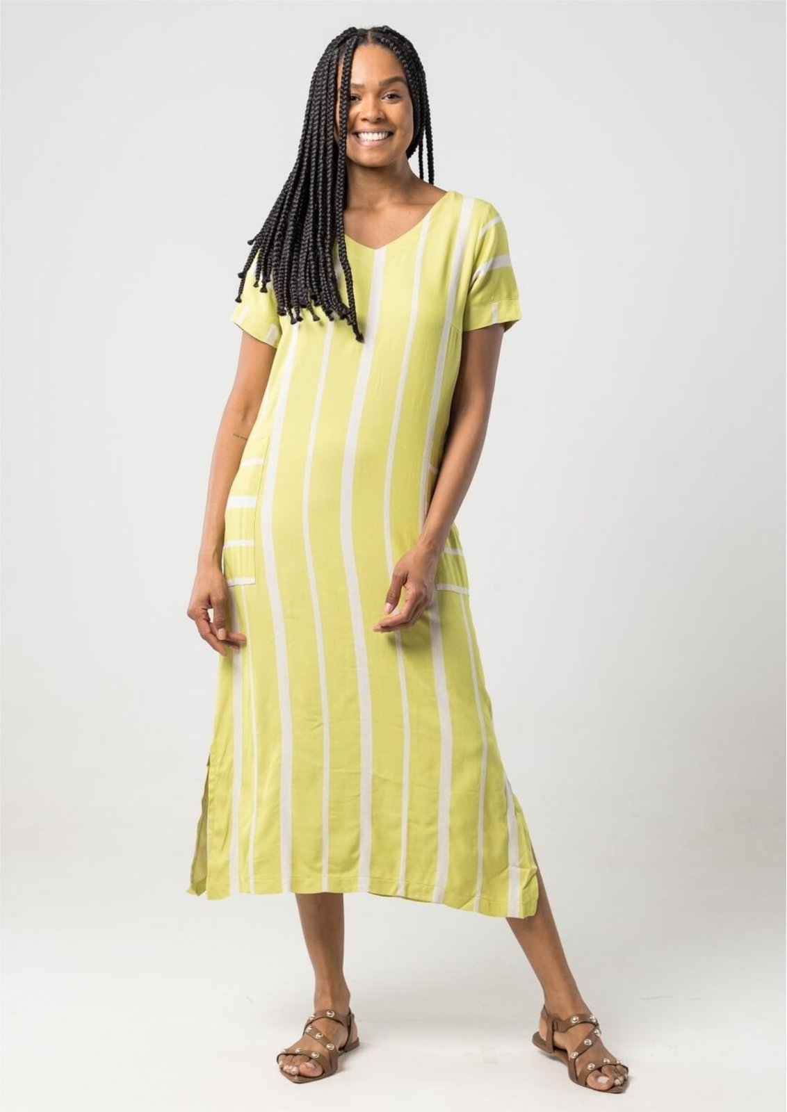 Vestido Pau a Pique de Viscolinho Verde VERDE – G Pau a Pique