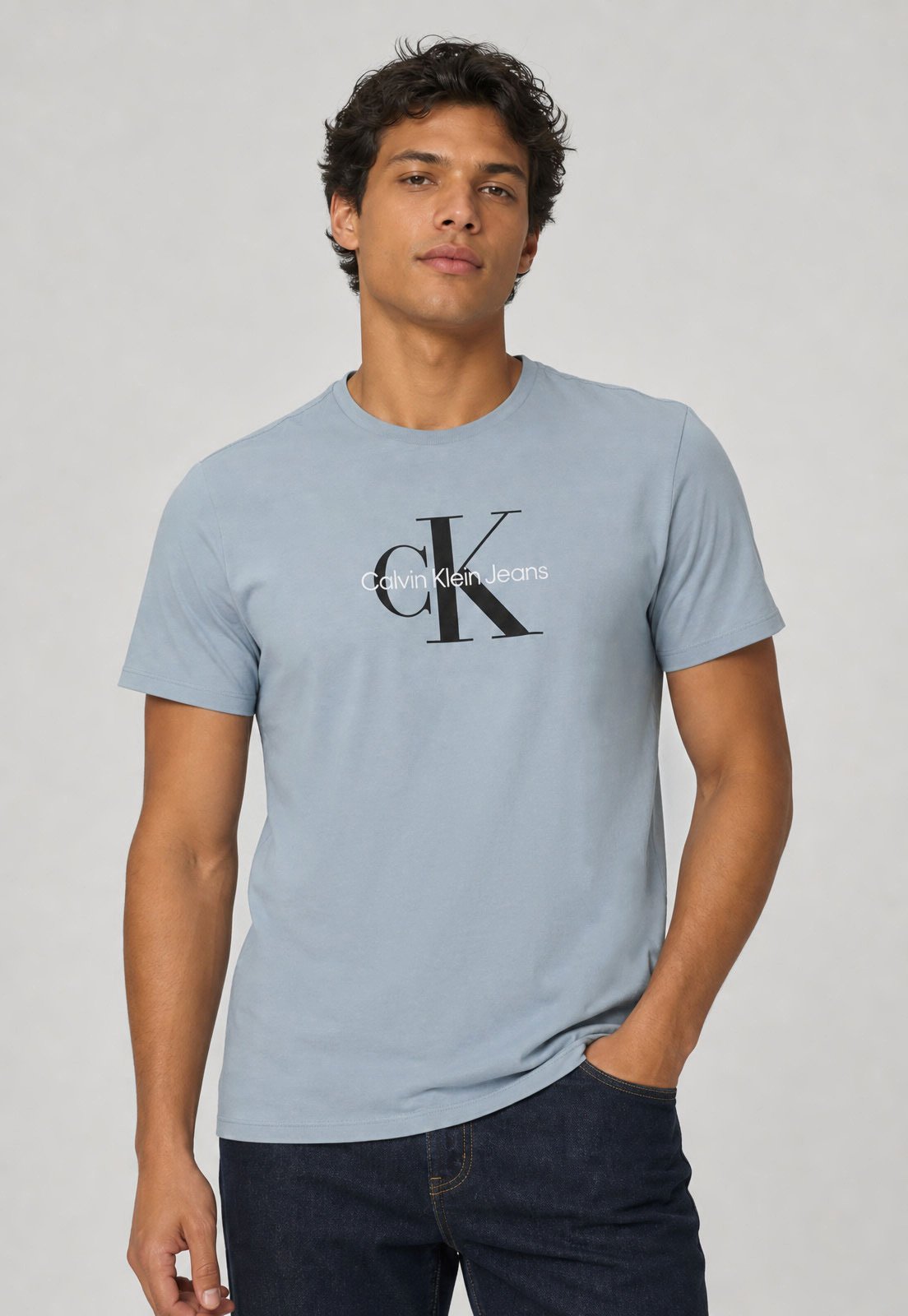 Camiseta Masculina Calvin Klein Jeans Re Issue Azul