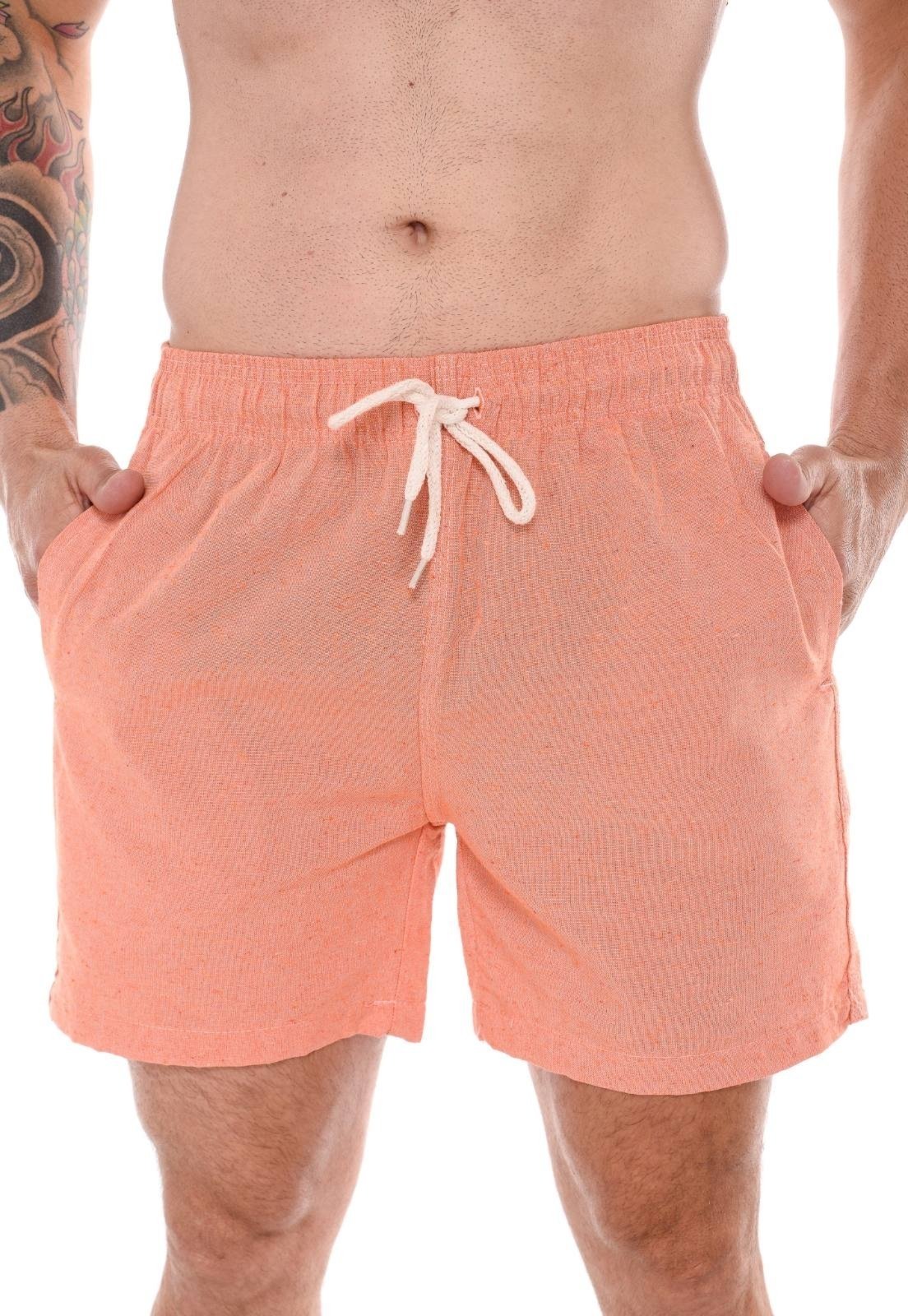 Bermuda Elegante Masculina Curta Coral Mauricinho Confortável Tecido Premium