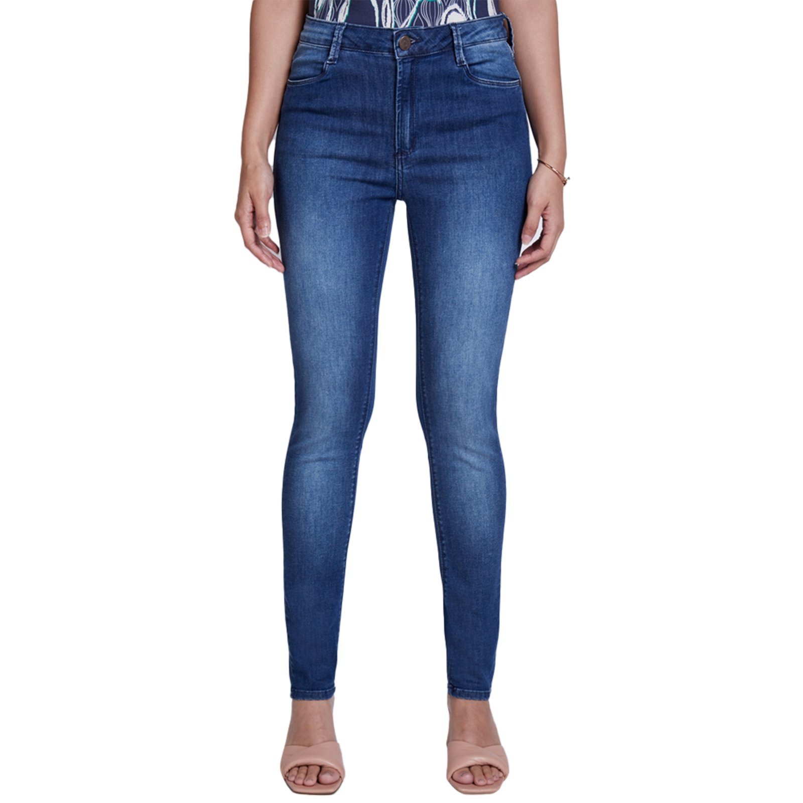 Calça Jeans Dudalina Cigarrete Demi Curve Ve23 Azul Feminino