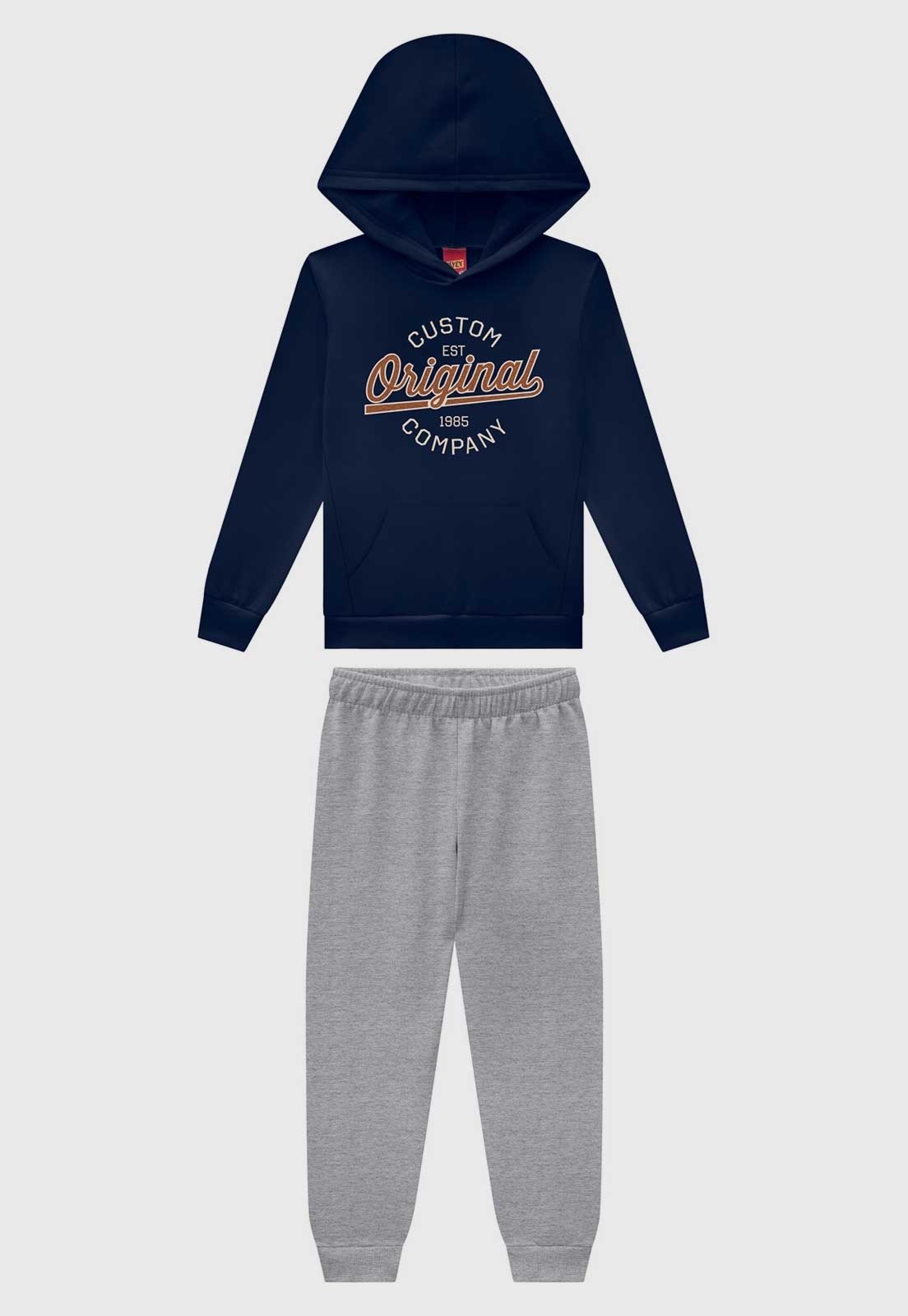 Infantil - Conjunto Kyly Moletom Capuz Estampa Azul-Marinho