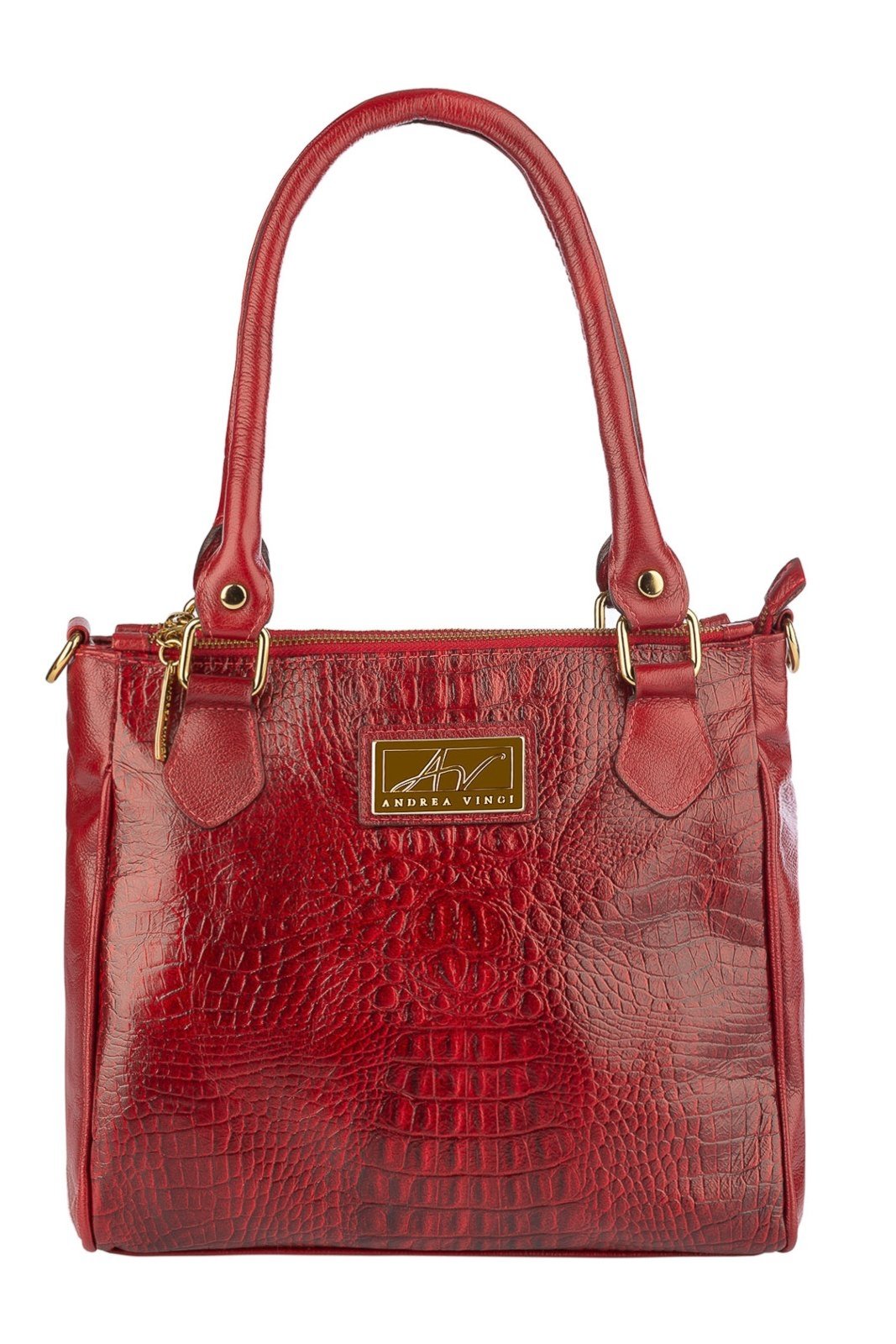 Bolsa de couro com divisórias croco Tiffy - Vermelho