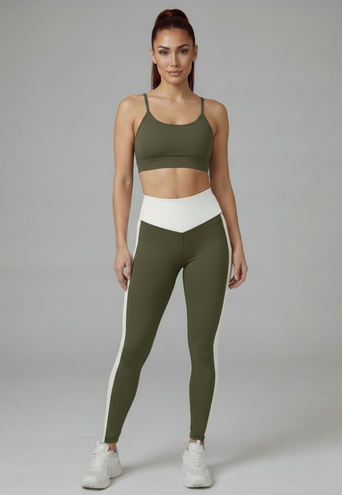 Conjunto Fitness Vekyo Feminino Academia Bicolor Top e Legging Tecido Conforto Premium Verde