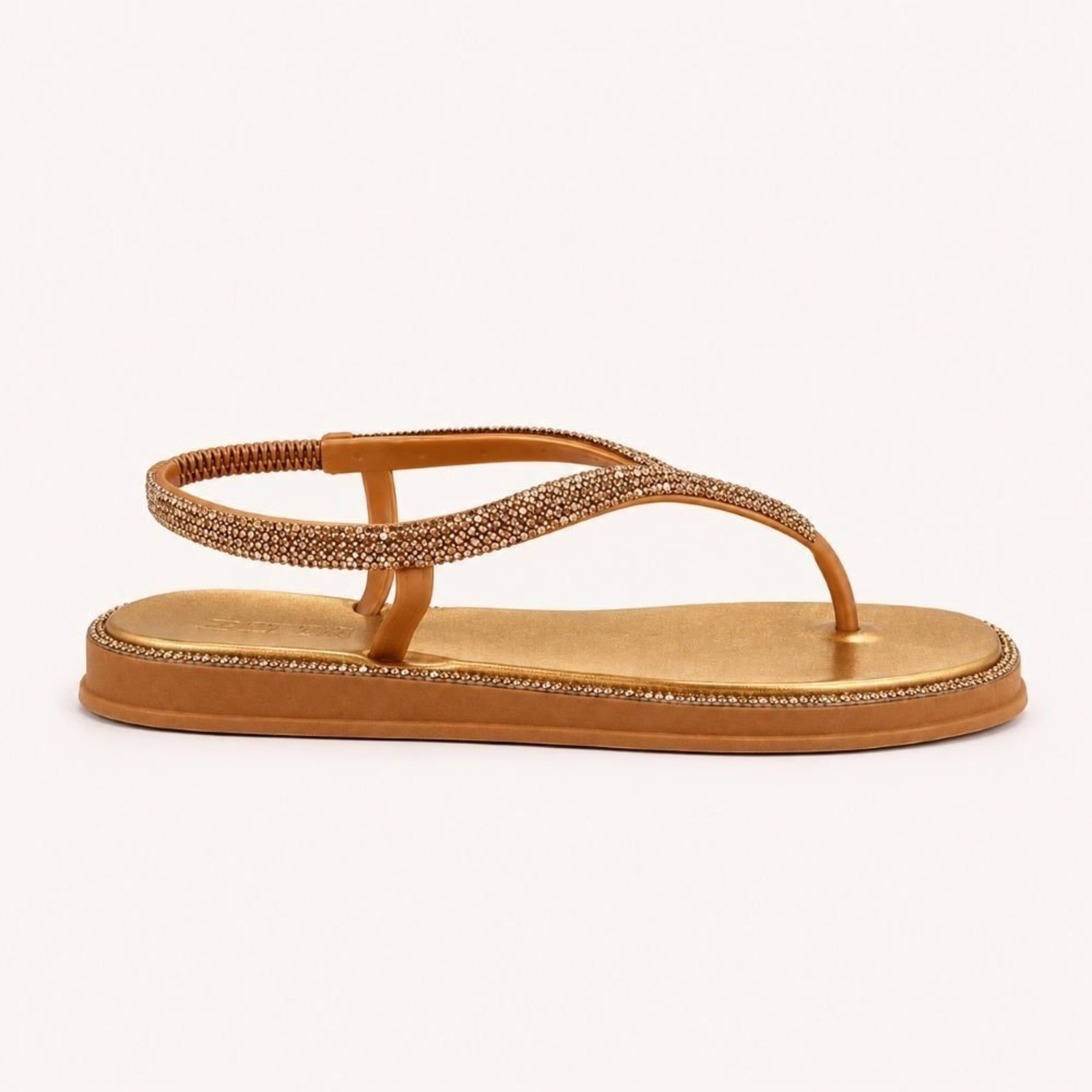 Chinelo Zatta com Strass e Tira Traseira Charlote Bronze