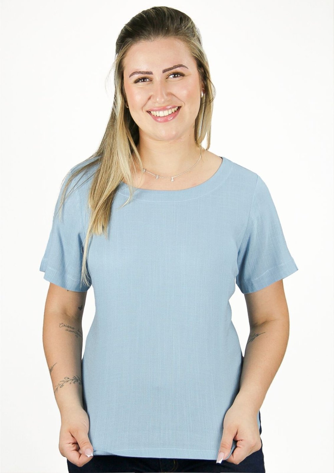 Blusa Pau a Pique Viscose Básica Azul AZUL – G Pau a Pique