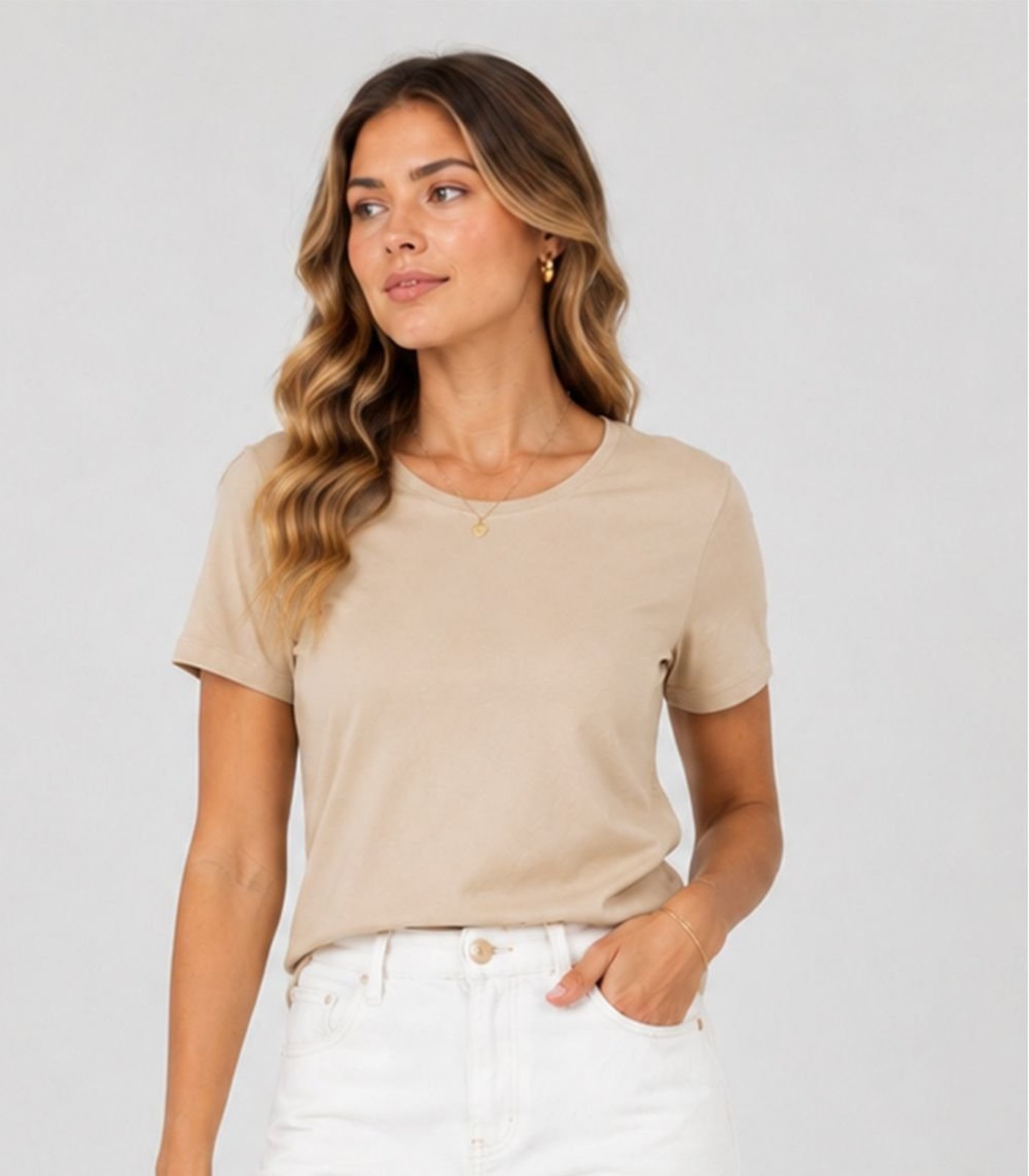 Blusa Feminina Meia Malha 30 Básica KO Bege