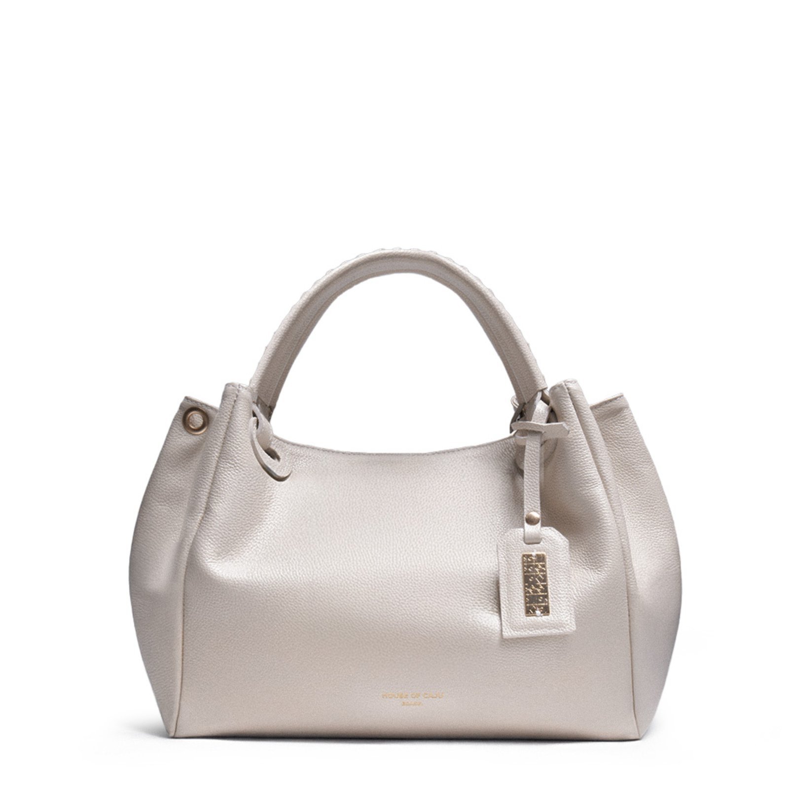 BOLSA FEMININA EM COURO ALÇA DE MÁO OFF WHITE “ROBERTA ISHINO”””