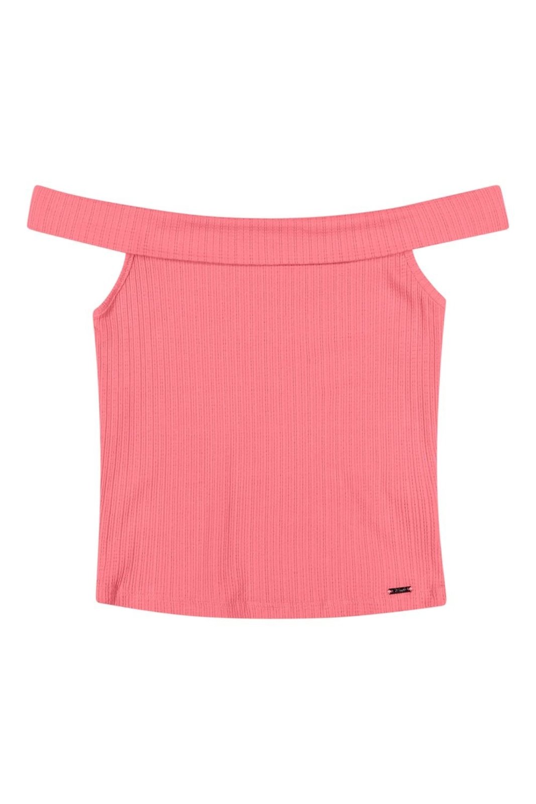 Infantil - Blusa Juvenil Menina Ombro a Ombro Canelada Beats Rosa