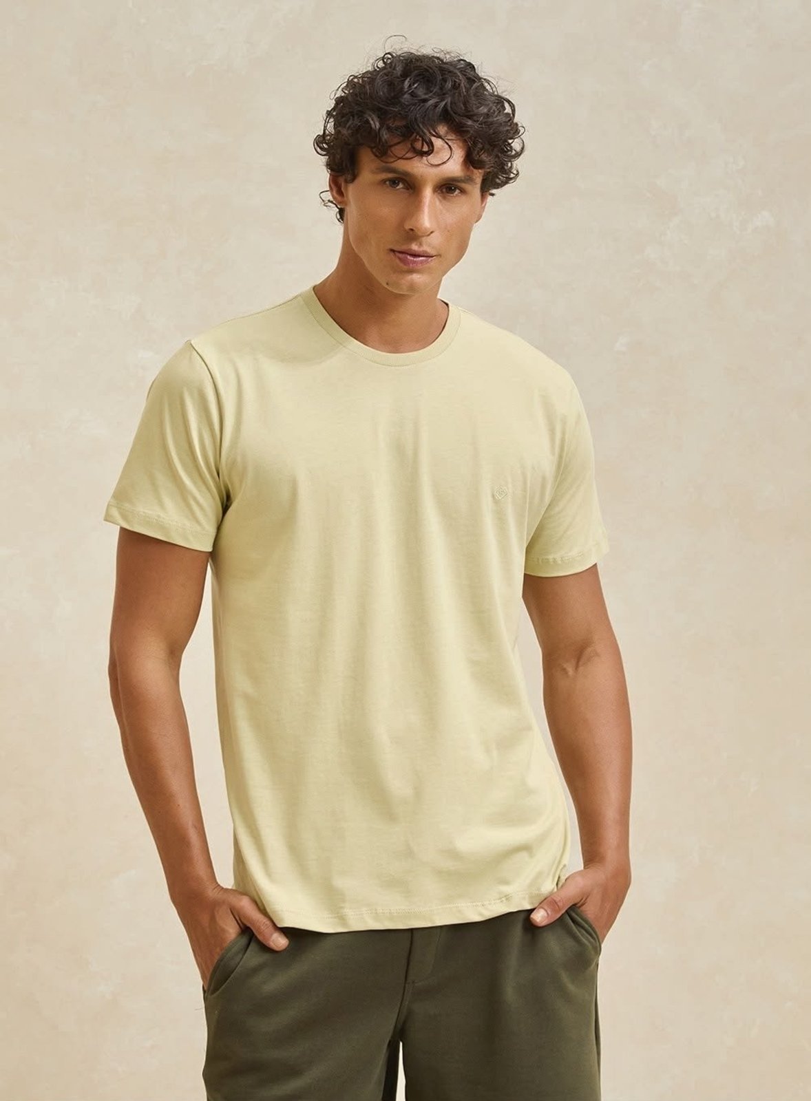 Camiseta Masculina New Slim Básica Forum Bege Aruna