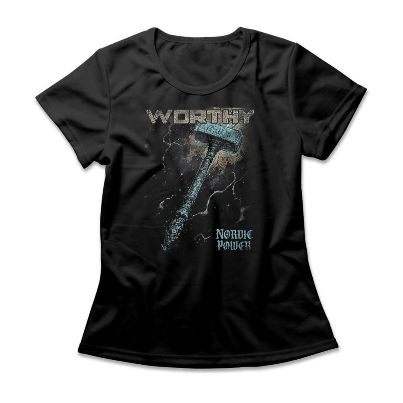 Camiseta Feminina Nordic Power – Preto – Casual – Studio Geek