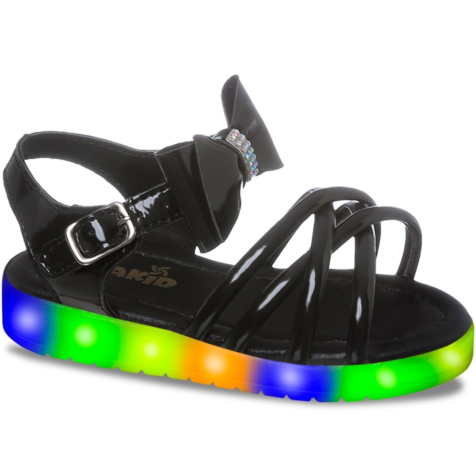 Infantil - Sandália Beakid Led Menina Calçado Com Luz Luzinha Que Pisca Preto