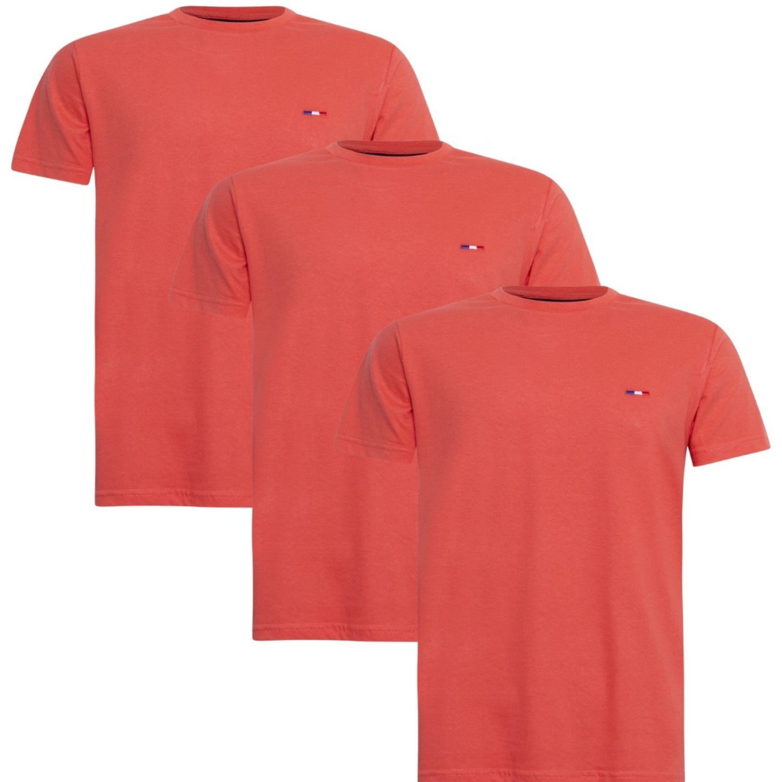 Kit 3 Peças Camisetas Básicas Masculina Industrie em Algodão Premium no Estilo Tommy Bordado França Laranja