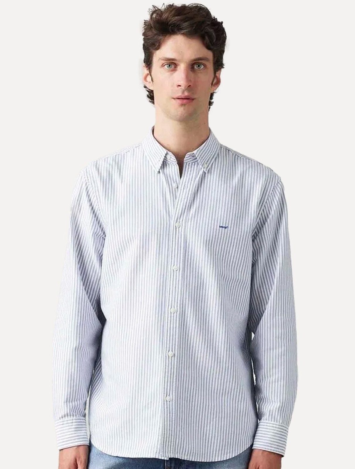 Camisa Levis Masculina Relaxed Authentic Button Down Listras Azul/Branco