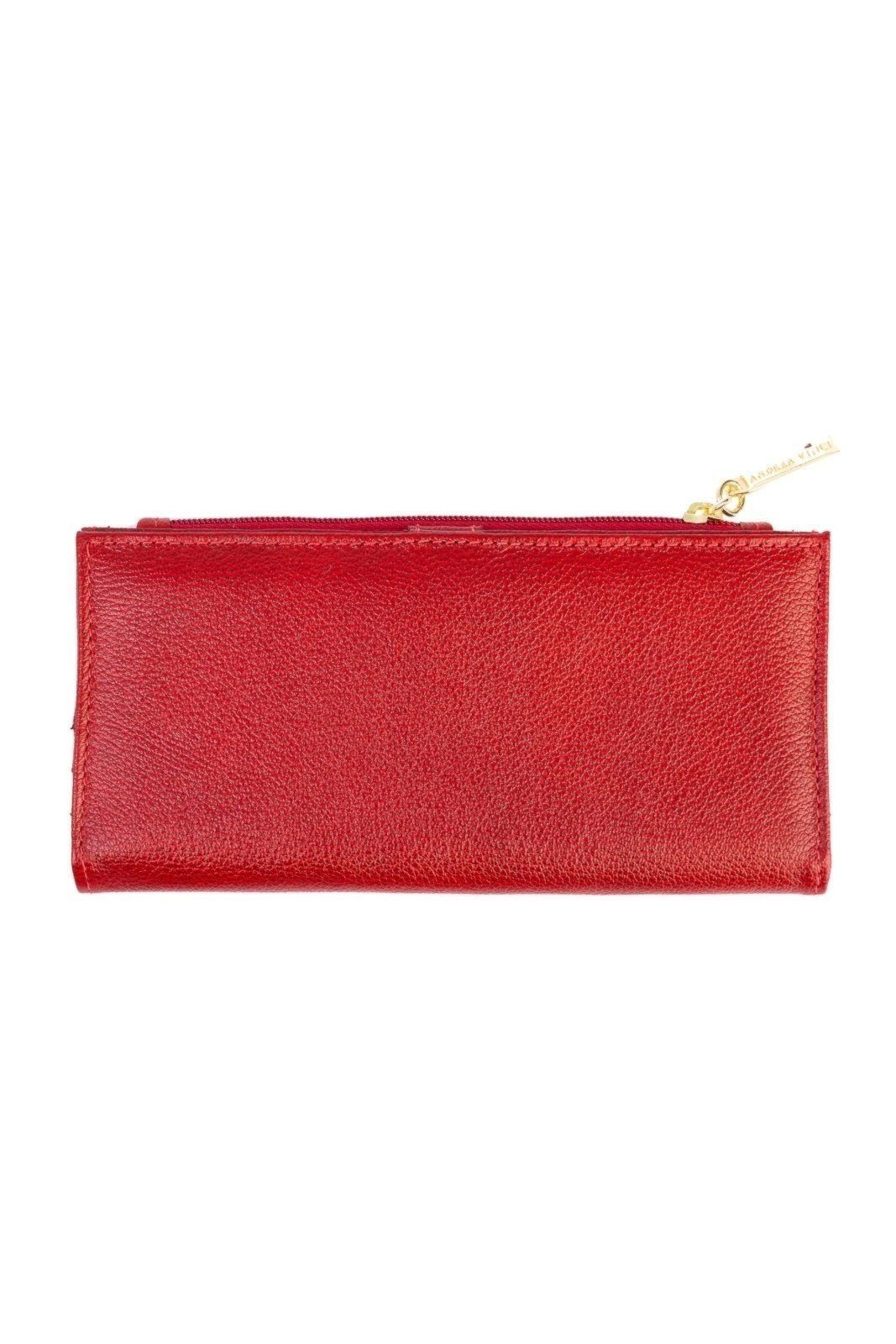 Carteira feminina de couro liso Cléo 9,5x19cm – Vermelho