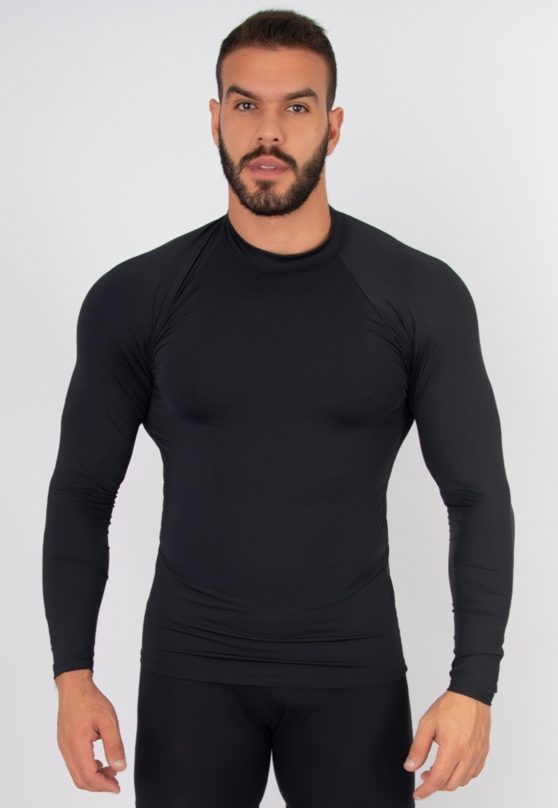 Camisa Masculina Bella Fiore Modas Térmica Poliamida UV Segunda Pele Preto