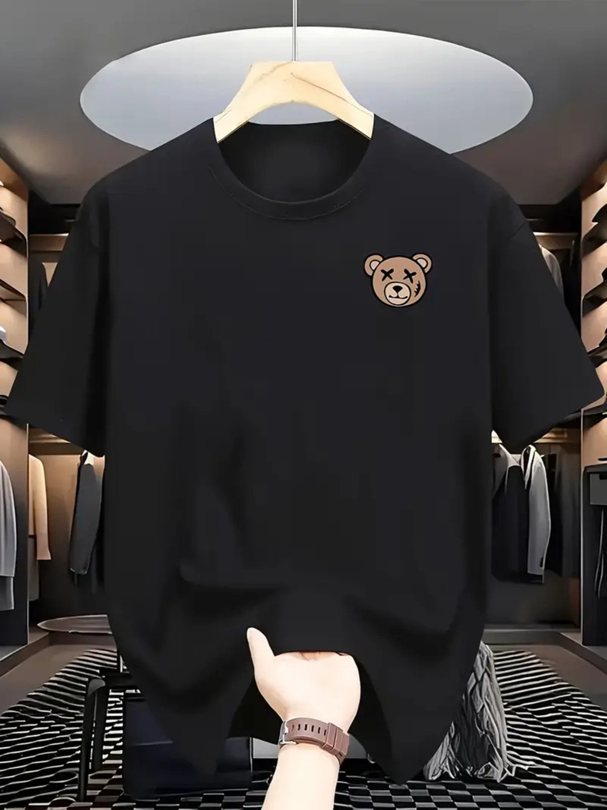Camiseta Estampada Oversized Ursinha Safira Moda Algodão Preto