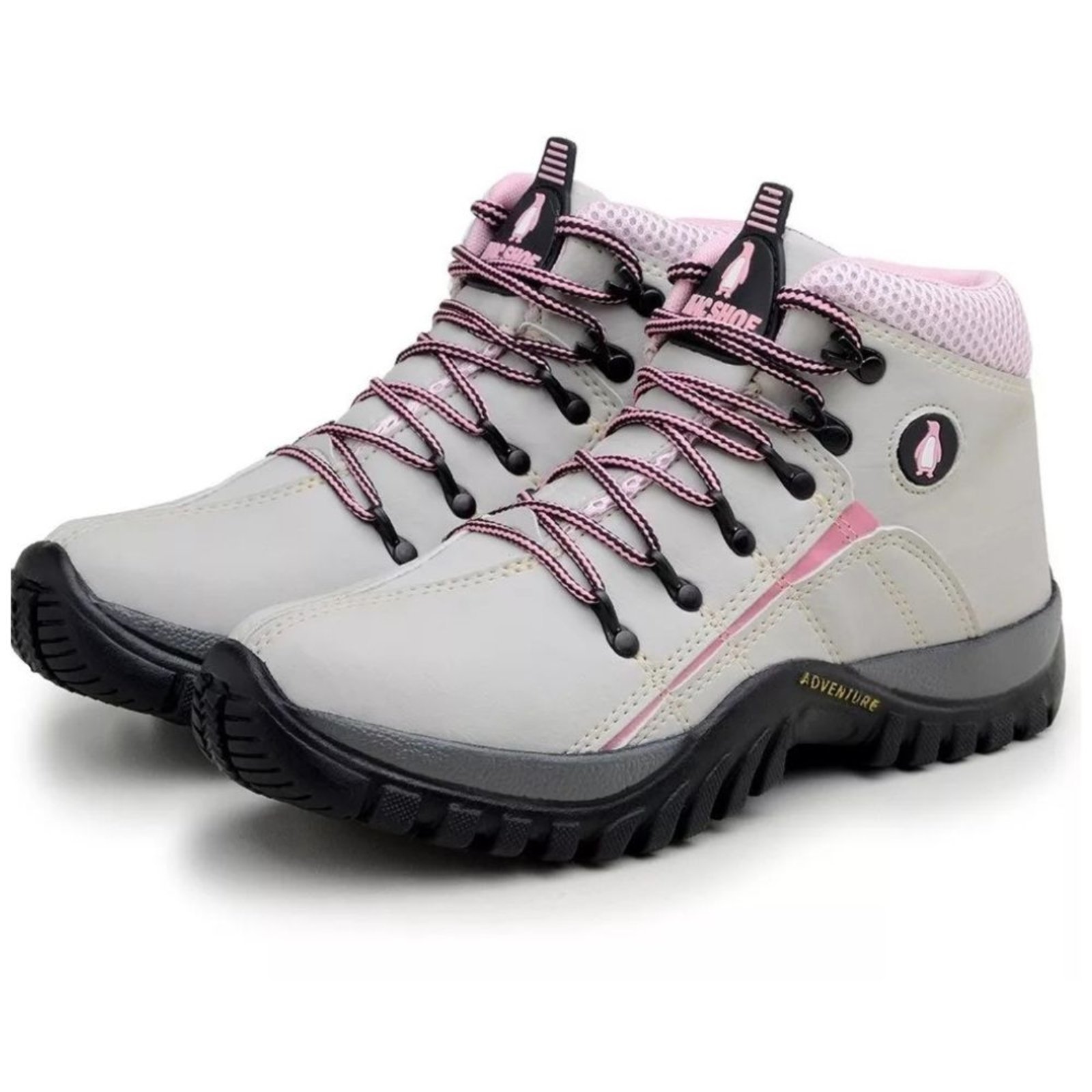 Bota Adventure Yes Basic Feminina para Trilha Trekking Confortável Creme Rosa