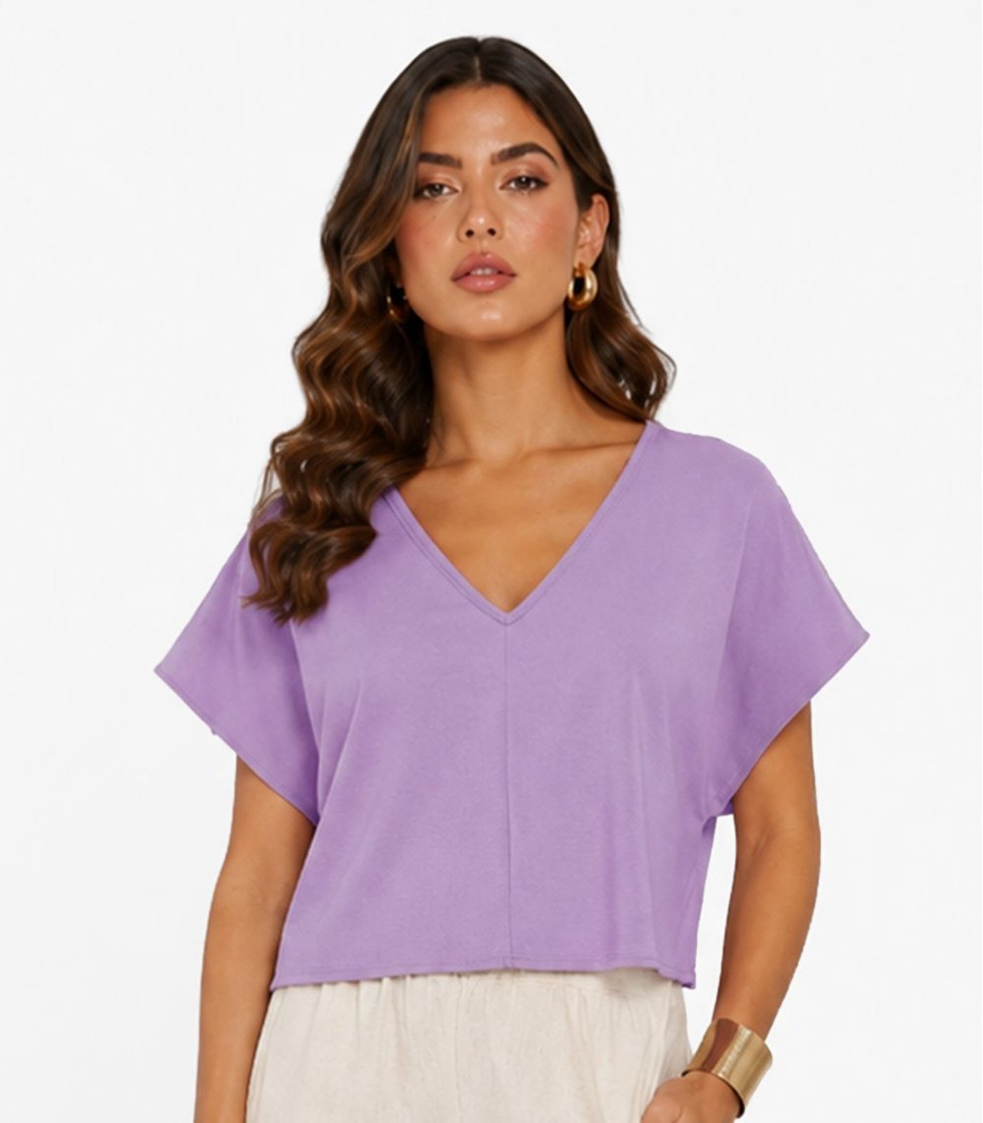 Blusa Feminina Com Devote Em V Infinita Cor Roxo