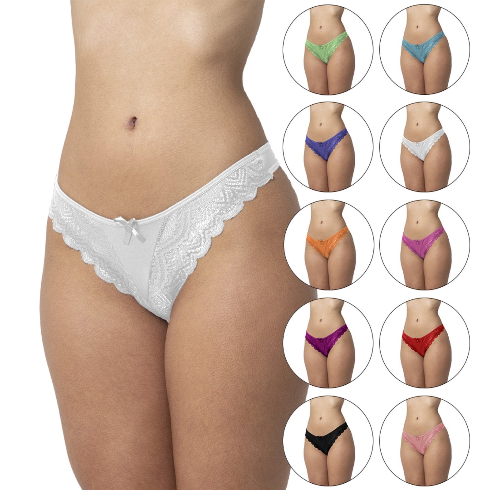 Kit 6 Calcinha Tanga Tetê Variedades Renda Lingerie Sexy Confortável