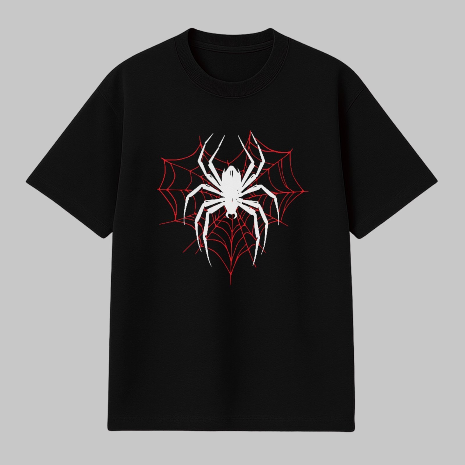 Camiseta Básica Spider Web Red Dark Aesthetic Street Style Preto