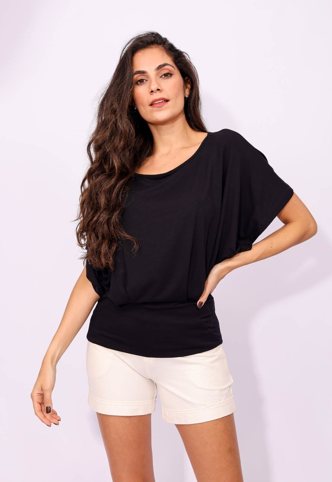 BLUSA MORCEGO AMAZONIA VITAL MALHA NOIR PRETA