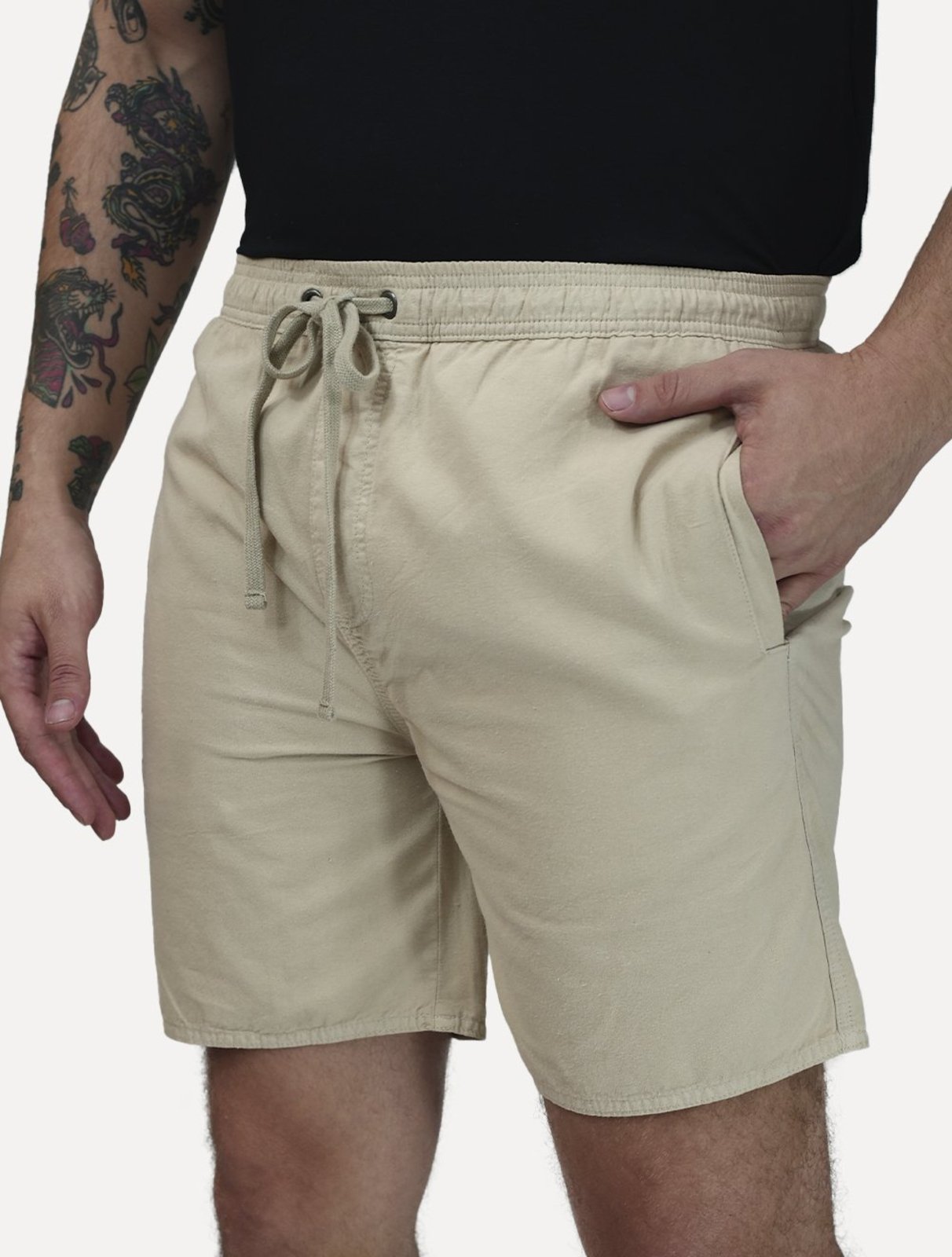 Short Aramis Masculino Elástico Color Liso Cáqui