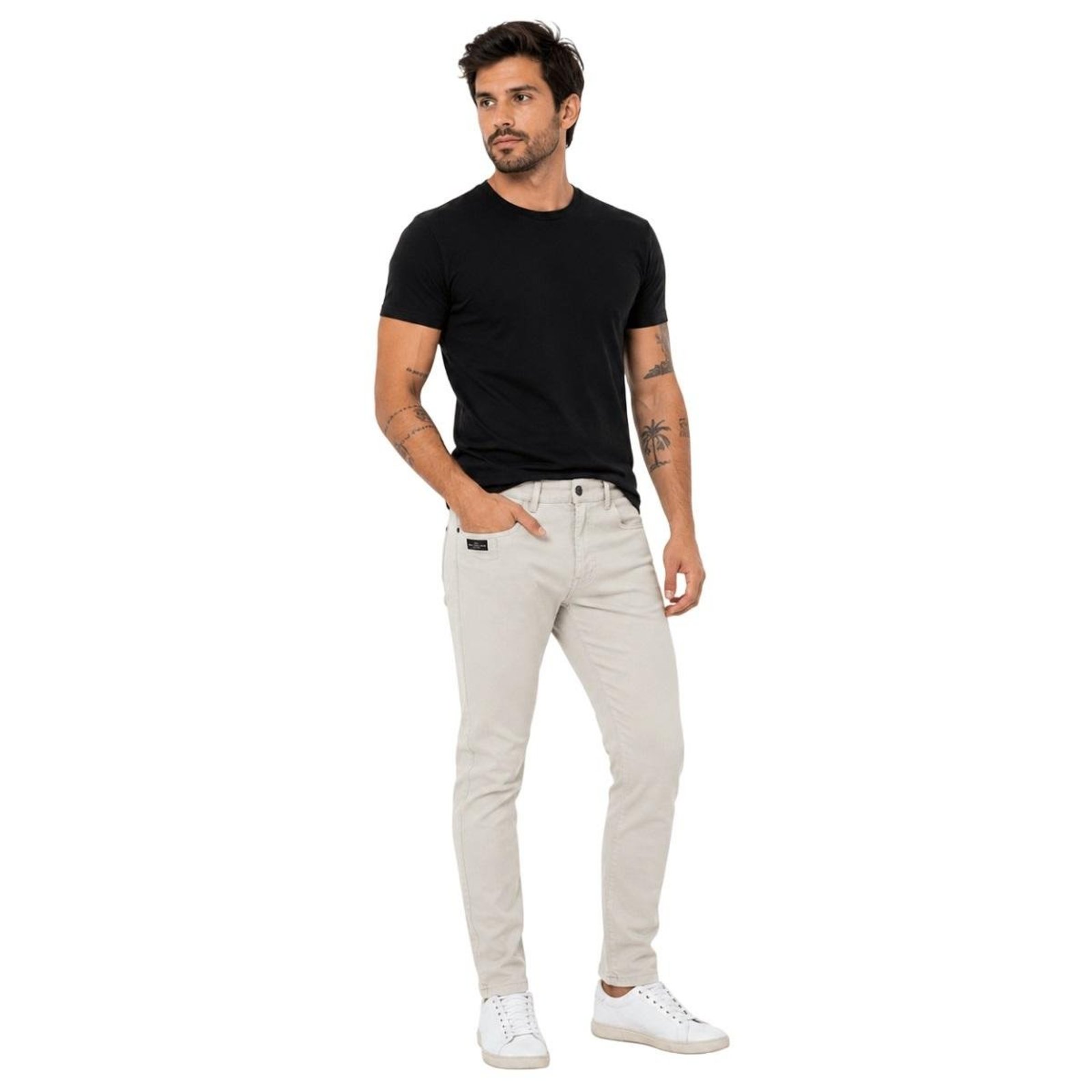 Calça Sarja Slim Masculina Max Denim 12171 Areia