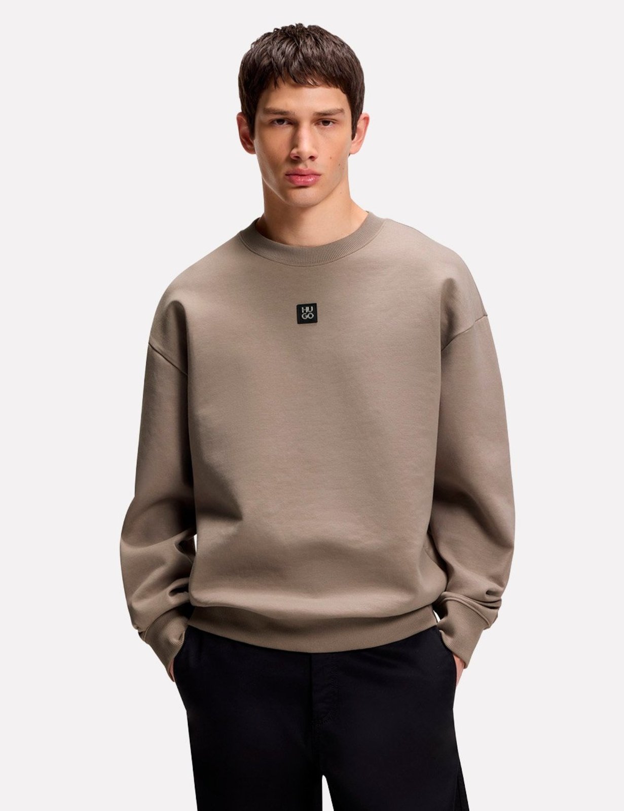Blusa Hugo Boss Masculina Moletom Regular Dettil Cáqui Médio